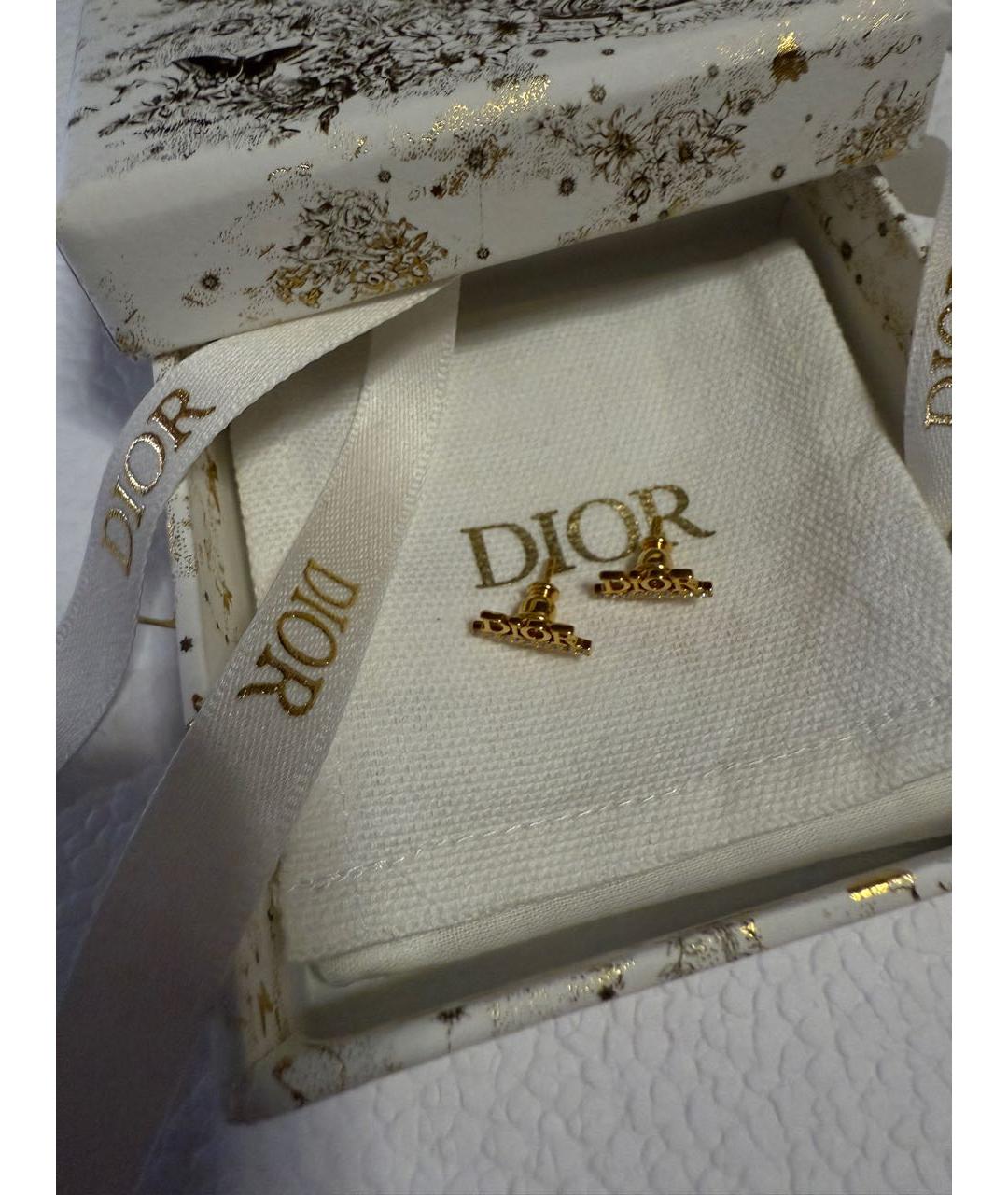 CHRISTIAN DIOR Золотые латунные серьги, фото 3