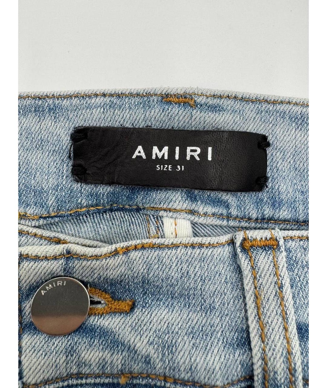 AMIRI Голубые хлопко-эластановые джинсы слим, фото 4