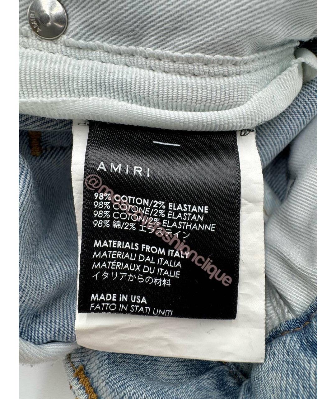 AMIRI Голубые хлопко-эластановые джинсы слим, фото 5