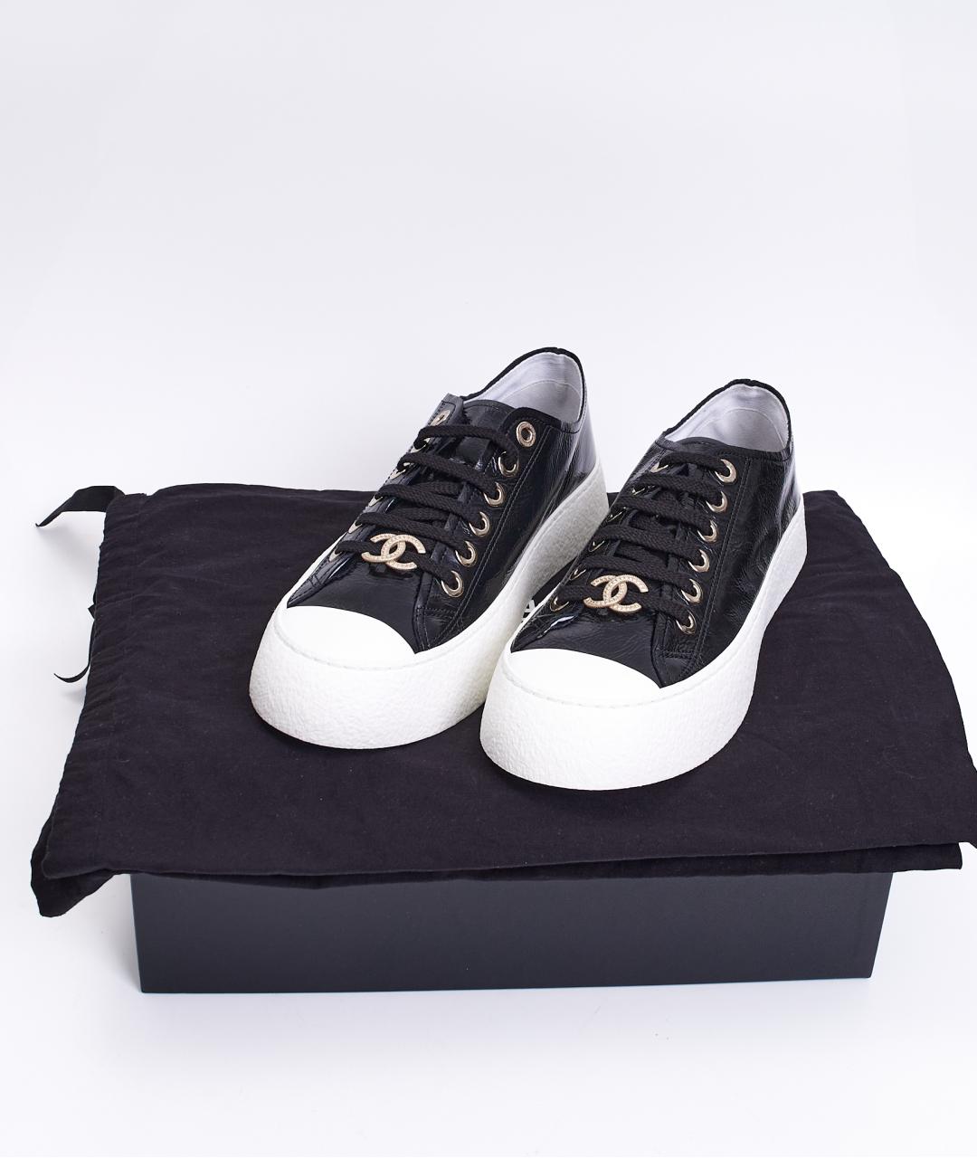 CHANEL Черные кожаные кеды, фото 7