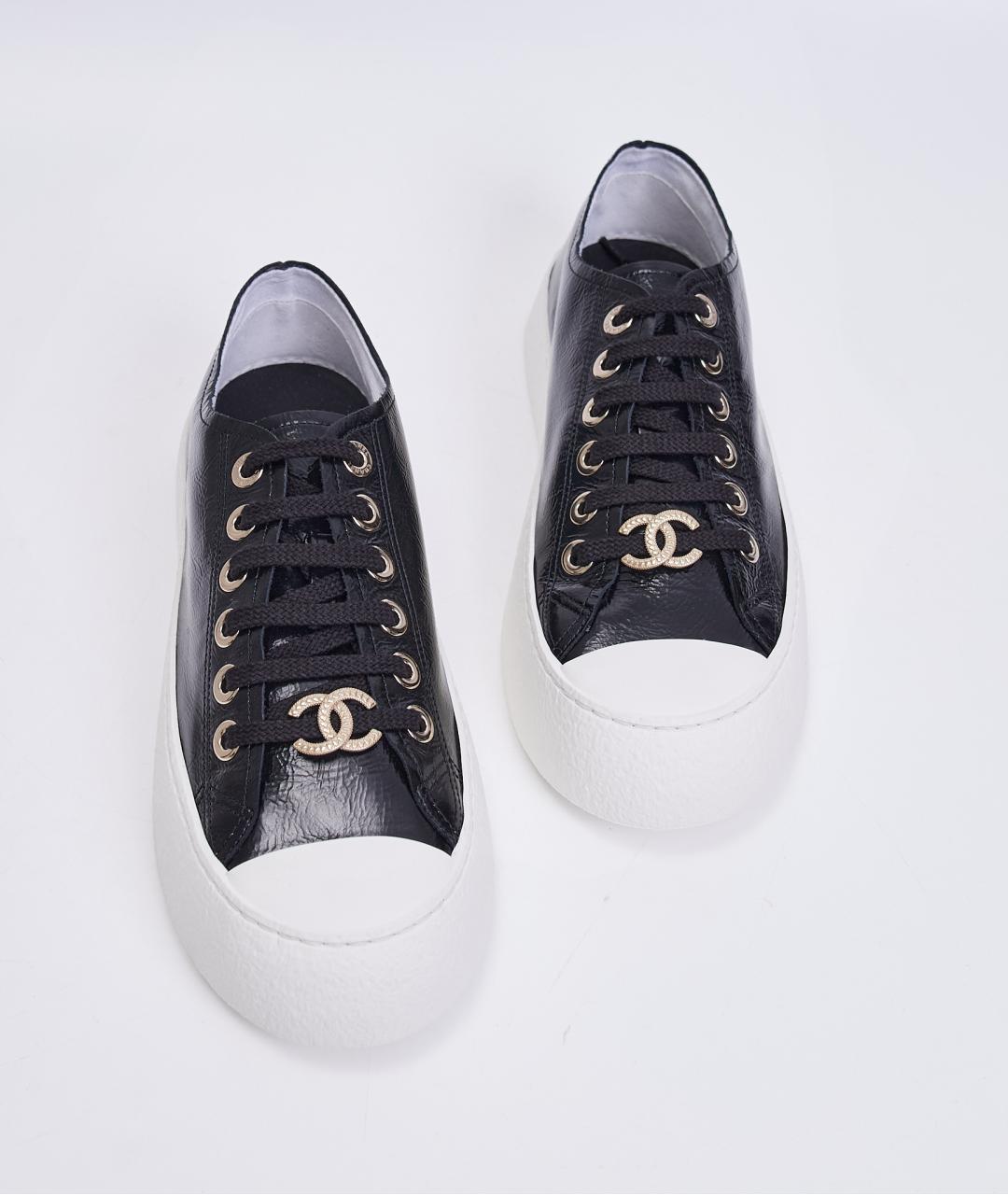 CHANEL Черные кожаные кеды, фото 5
