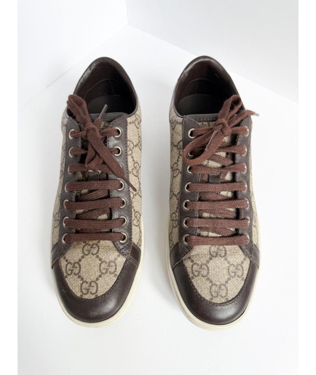 GUCCI Коричневые текстильные кеды, фото 3