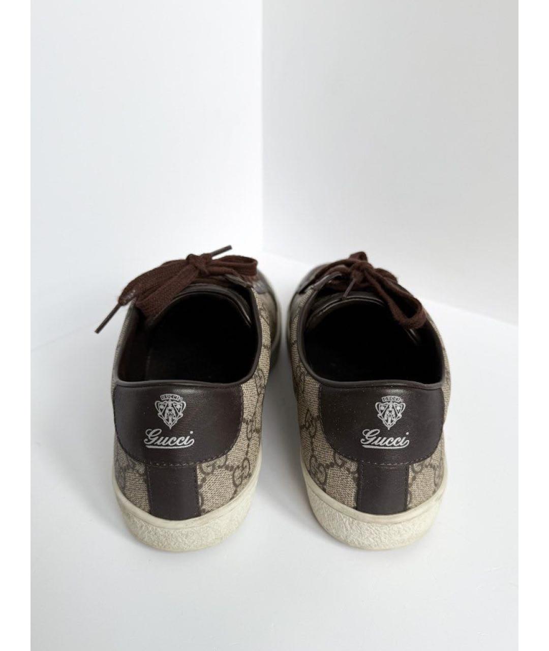 GUCCI Коричневые текстильные кеды, фото 4