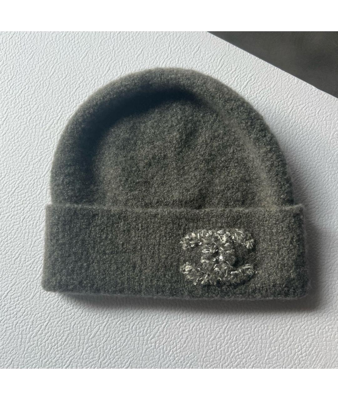 CHANEL Серая шерстяная шапка, фото 3