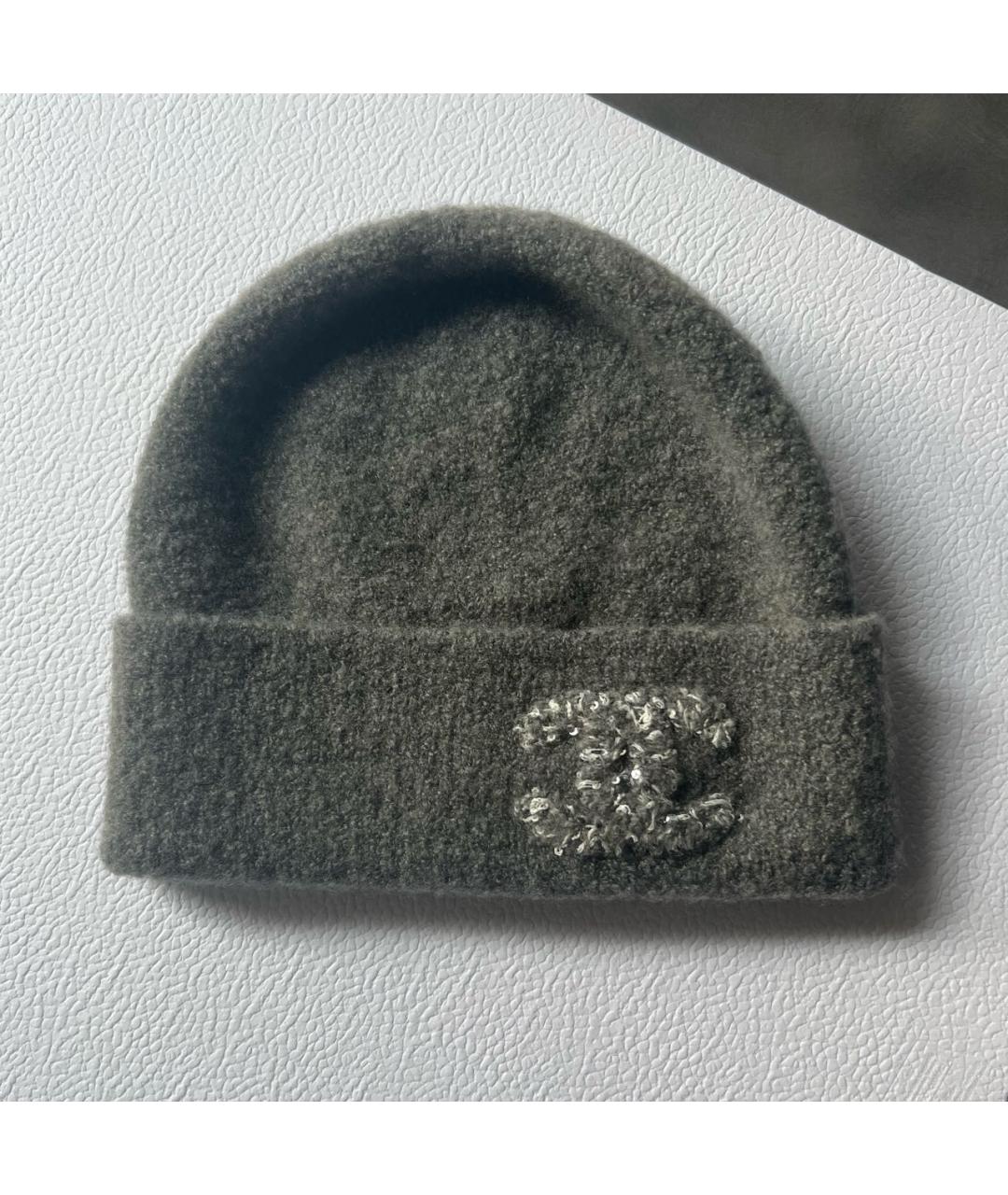 CHANEL Серая шерстяная шапка, фото 2