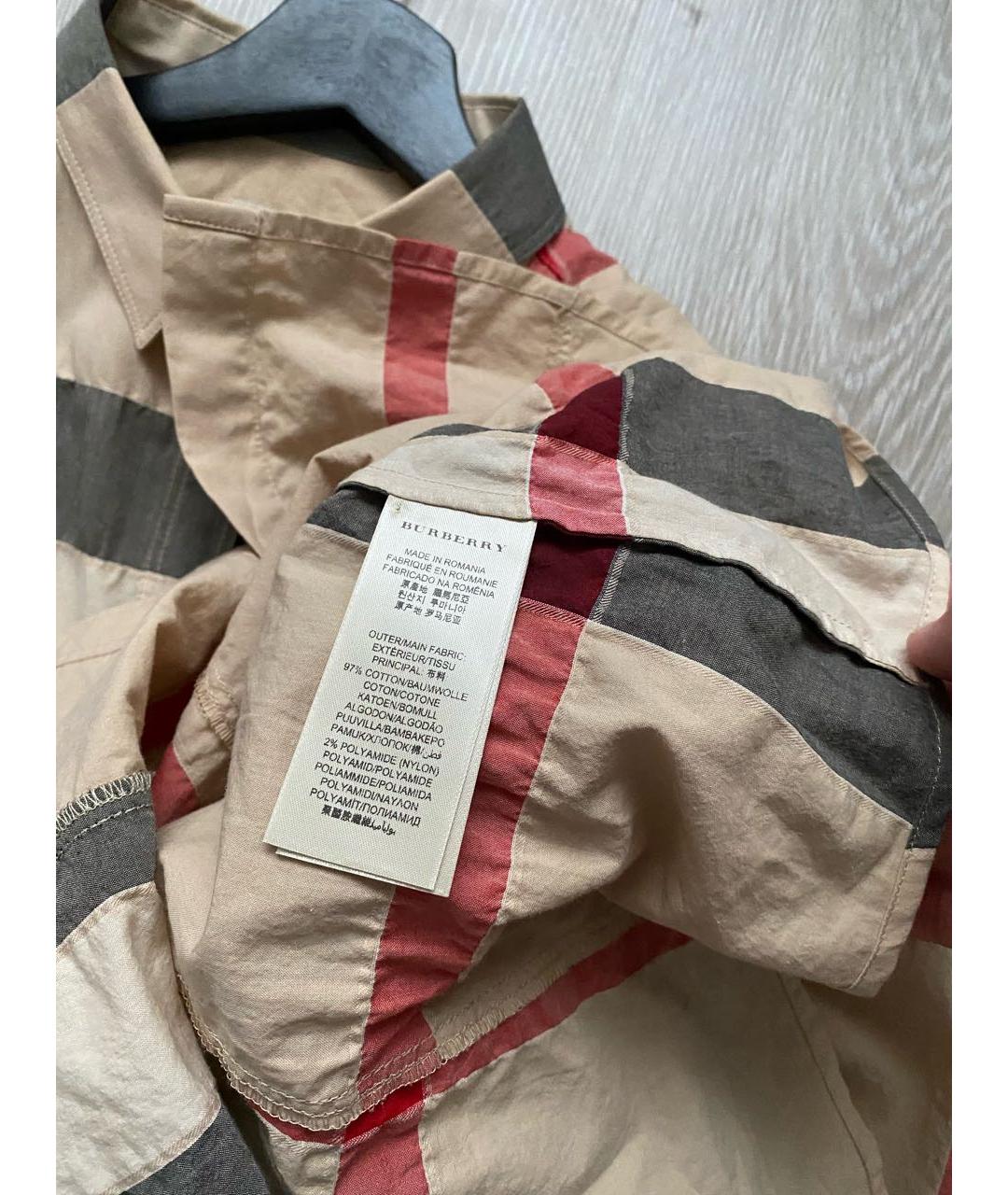 BURBERRY Бежевая хлопковая рубашка, фото 4