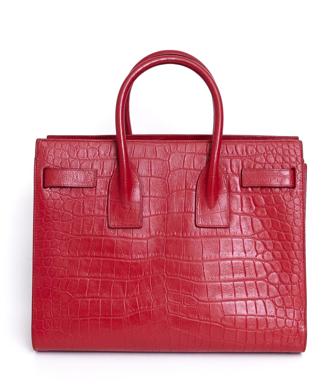 SAINT LAURENT Красная кожаная сумка с короткими ручками, фото 3