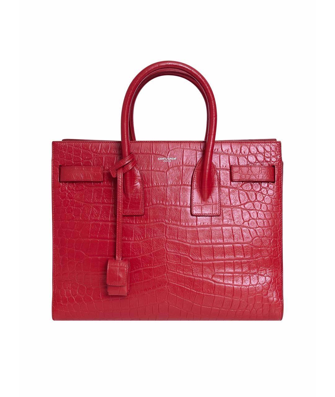 SAINT LAURENT Красная кожаная сумка с короткими ручками, фото 9