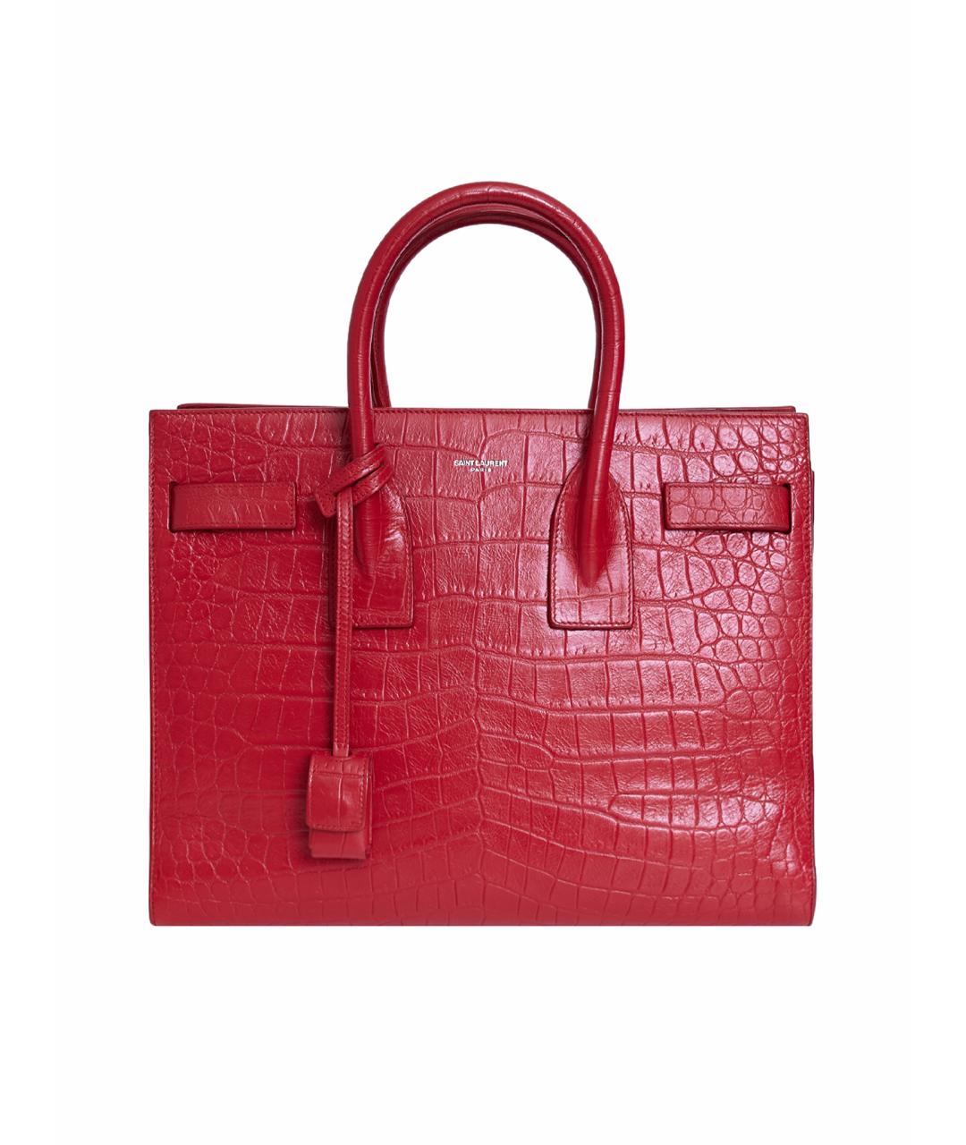 SAINT LAURENT Красная кожаная сумка с короткими ручками, фото 1