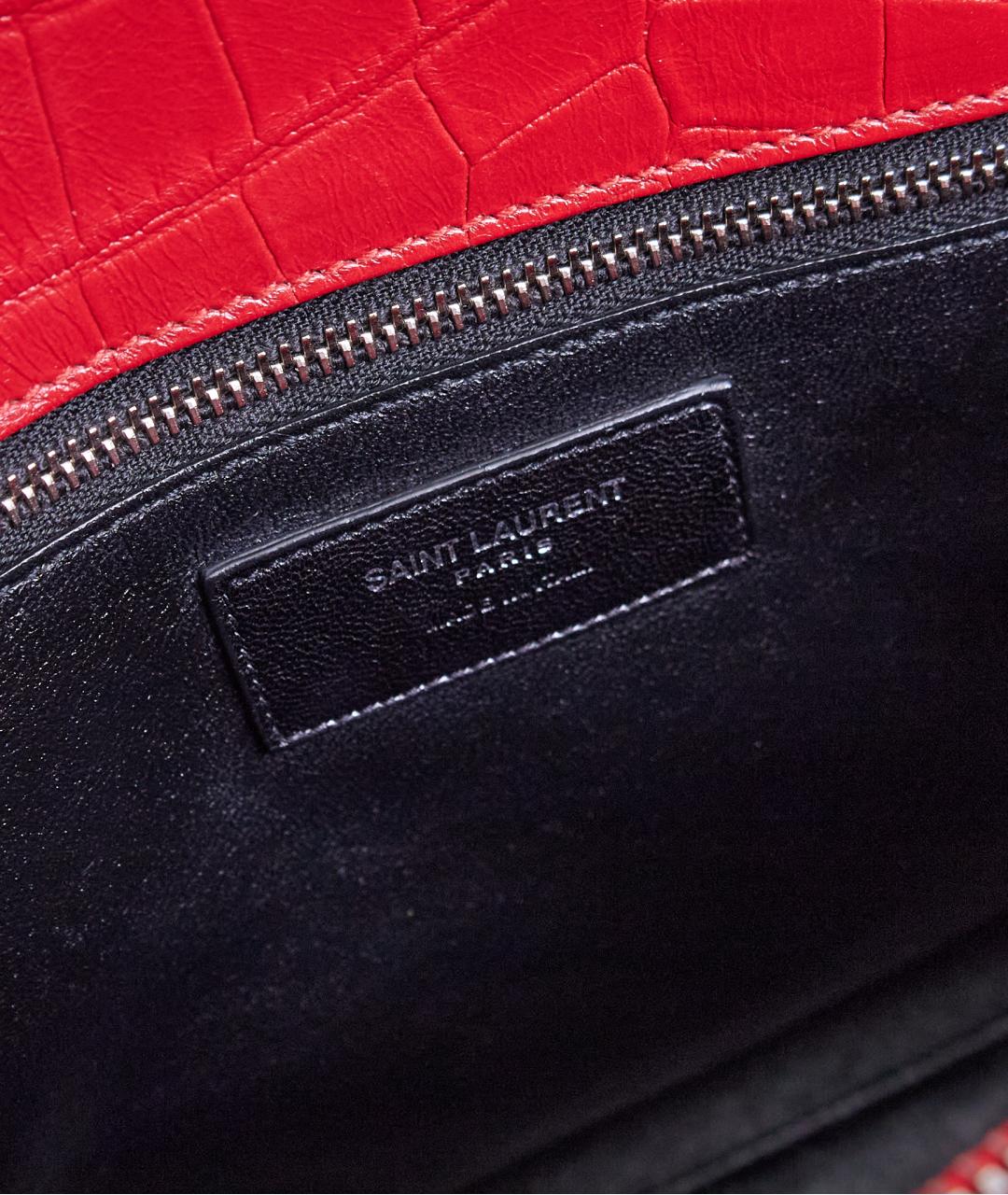 SAINT LAURENT Красная кожаная сумка с короткими ручками, фото 7