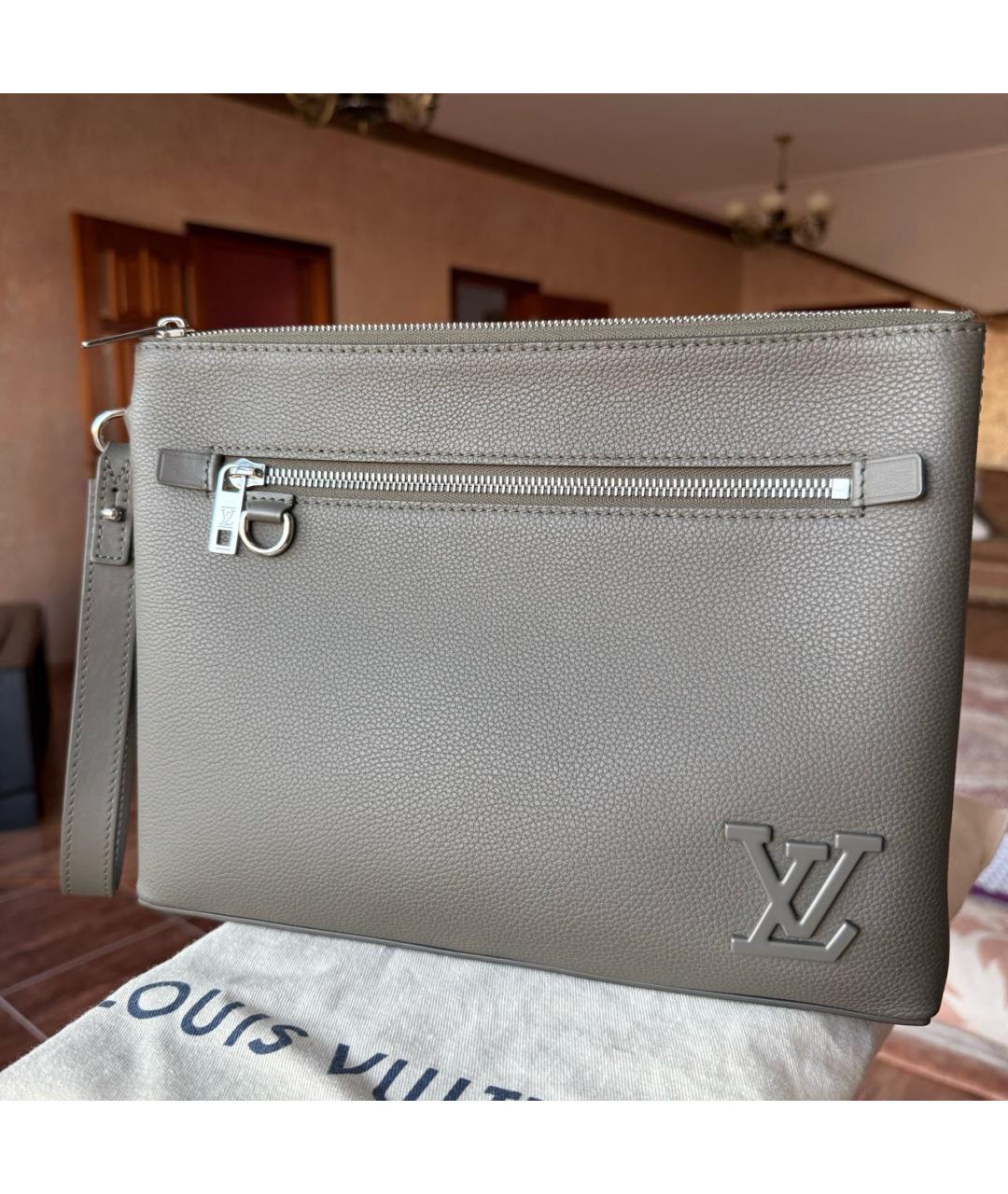 LOUIS VUITTON Хаки кожаная папка для документов, фото 9