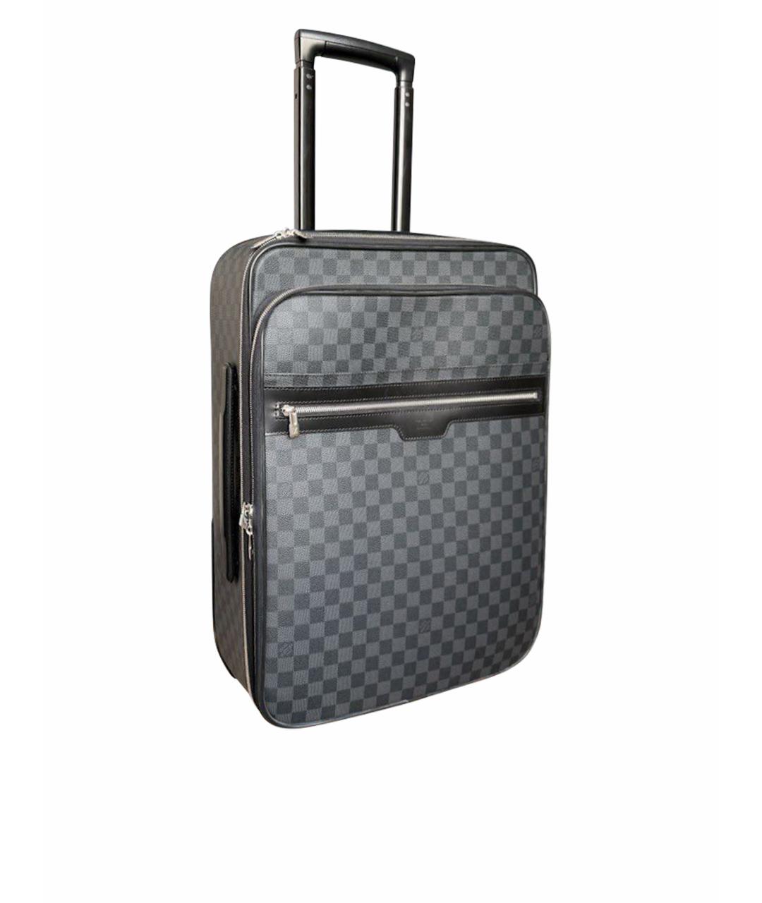 LOUIS VUITTON Антрацитовый кожаный чемодан, фото 1