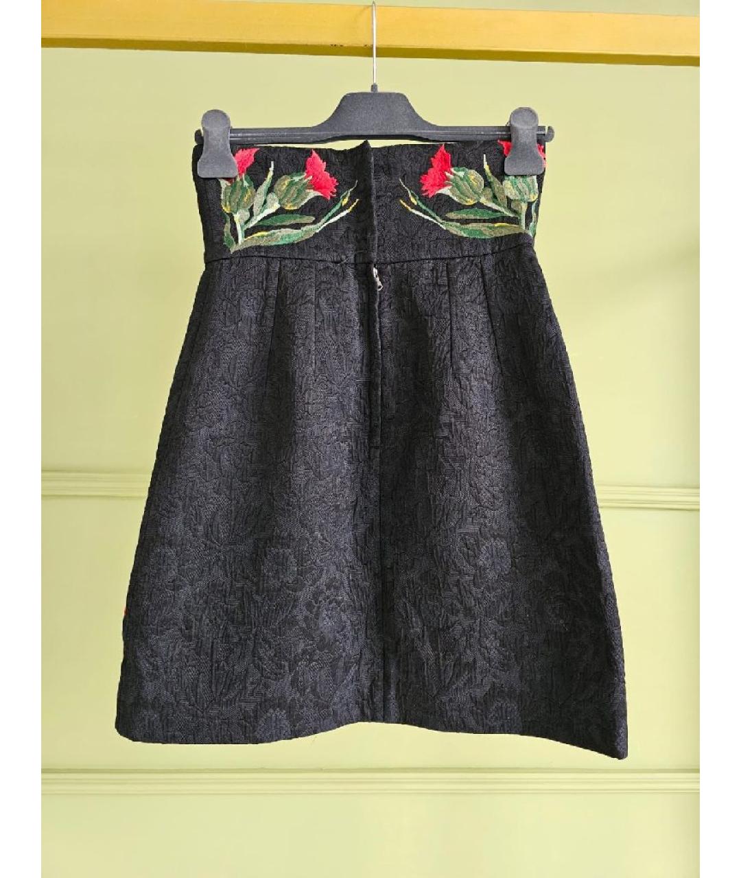 DOLCE&GABBANA Черная хлопковая юбка миди, фото 2