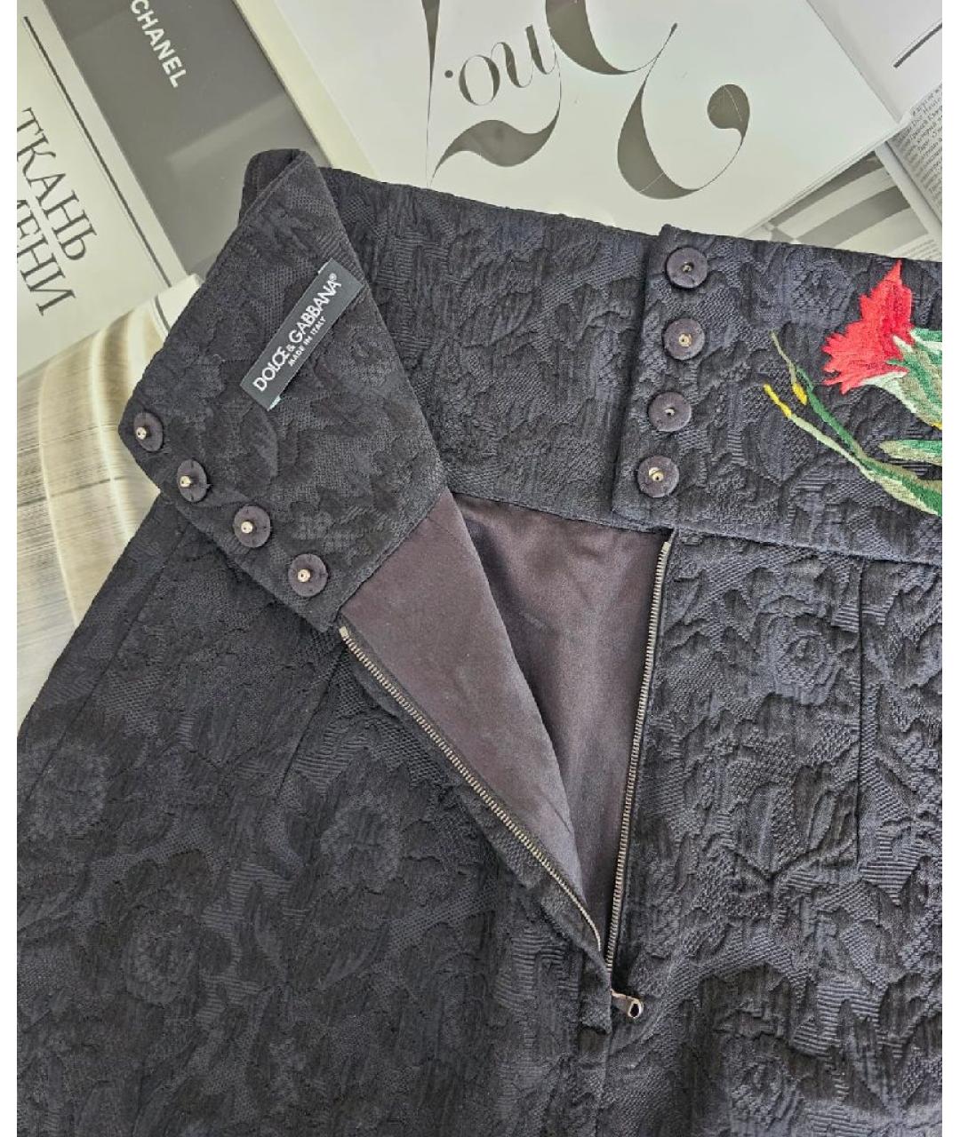 DOLCE&GABBANA Черная хлопковая юбка миди, фото 3