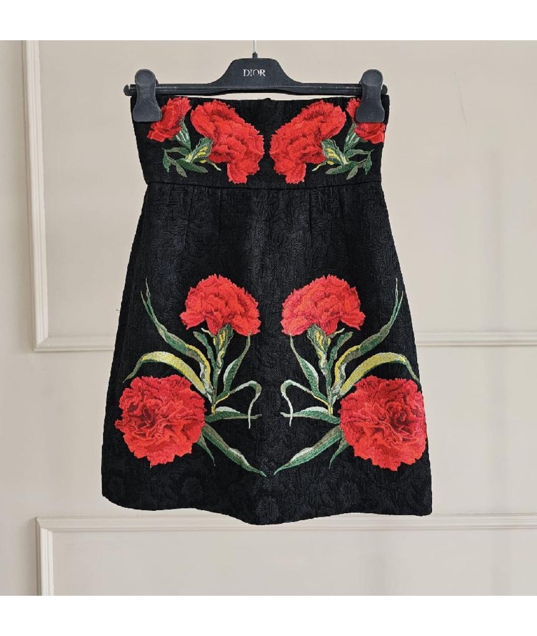 DOLCE&GABBANA Черная хлопковая юбка миди, фото 9