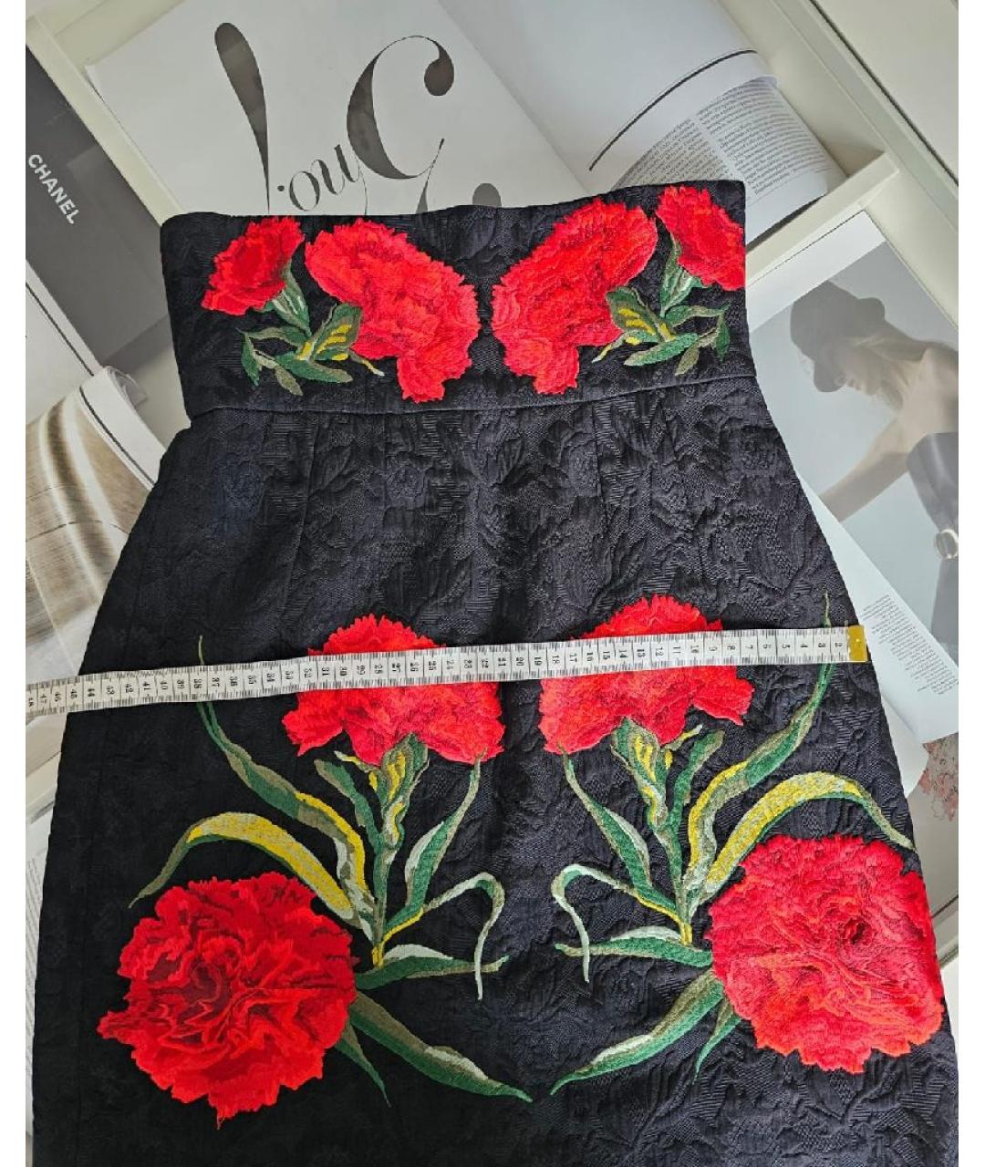 DOLCE&GABBANA Черная хлопковая юбка миди, фото 8