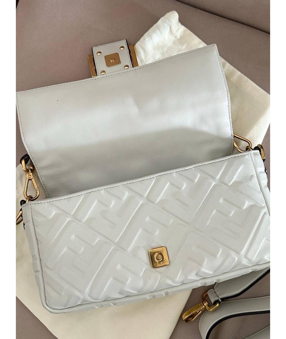 FENDI Белая кожаная сумка с короткими ручками, фото 6