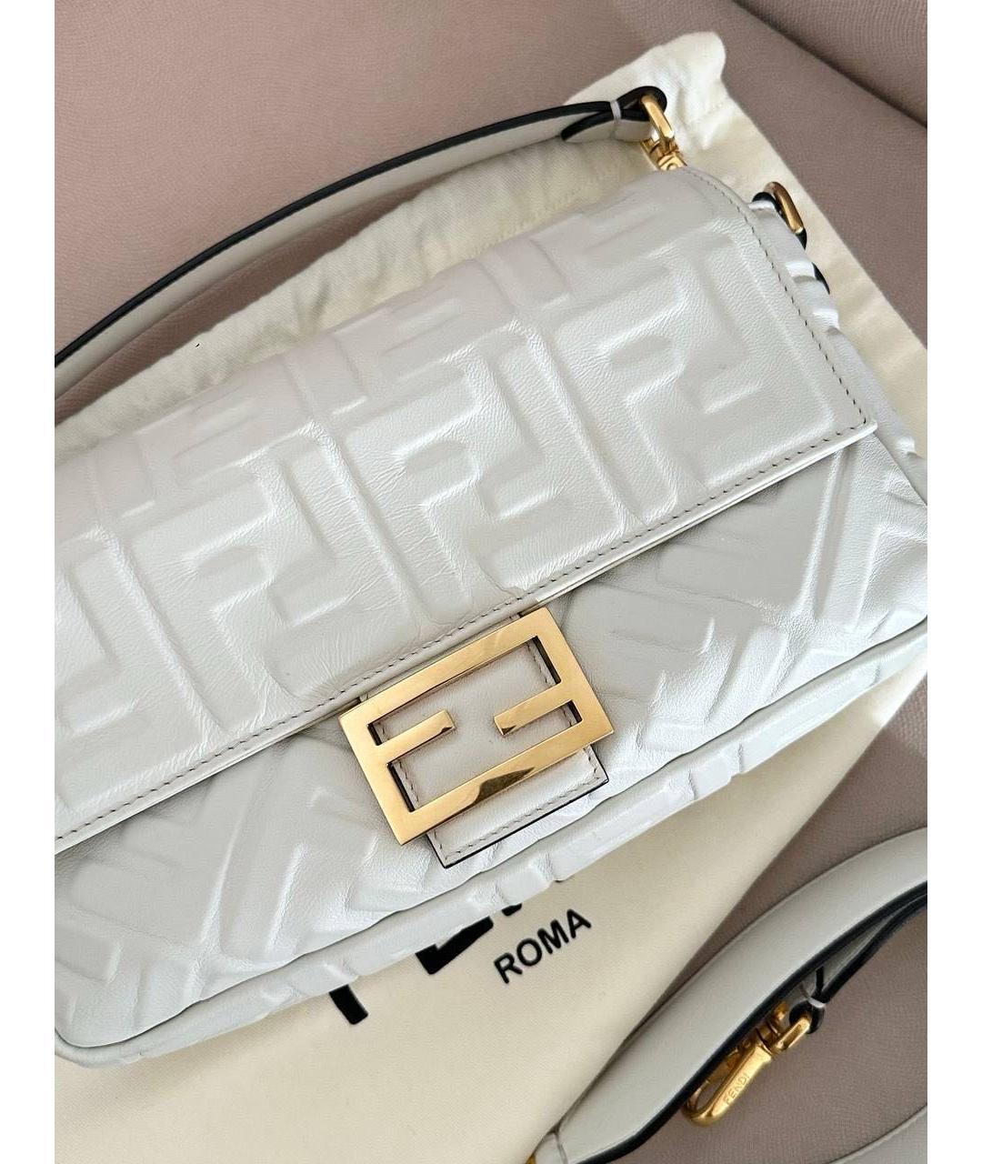 FENDI Белая кожаная сумка с короткими ручками, фото 5