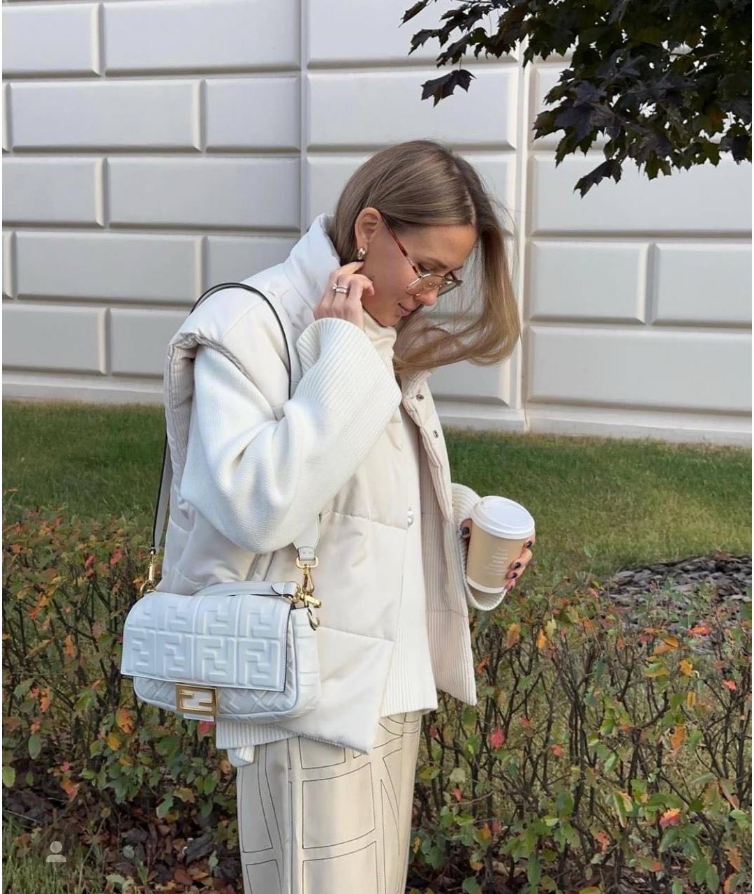 FENDI Белая кожаная сумка с короткими ручками, фото 7