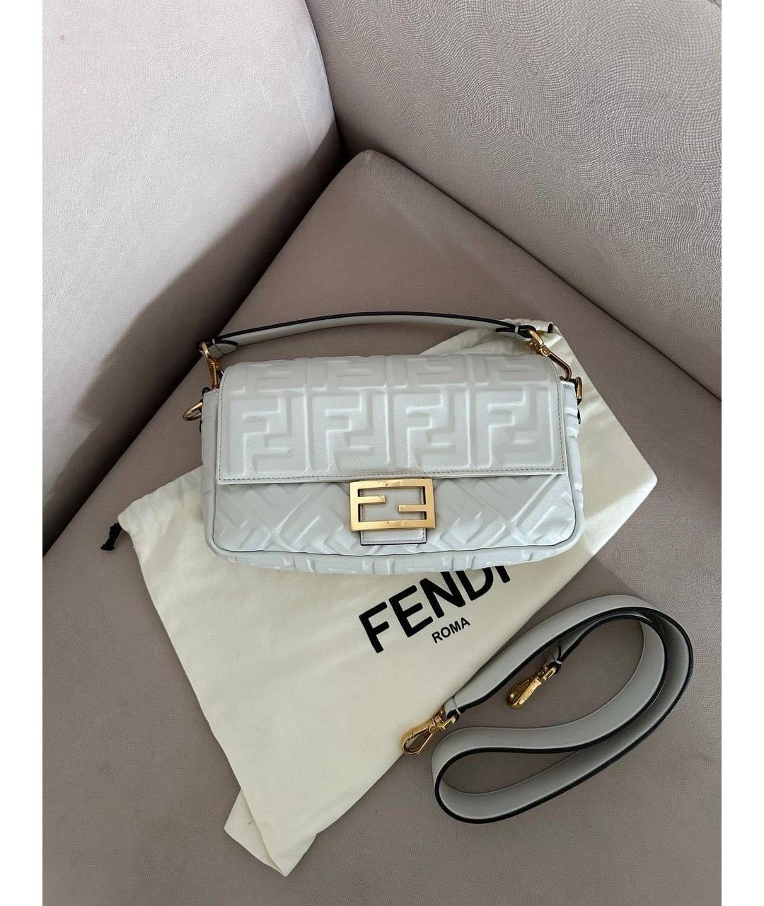 FENDI Белая кожаная сумка с короткими ручками, фото 2