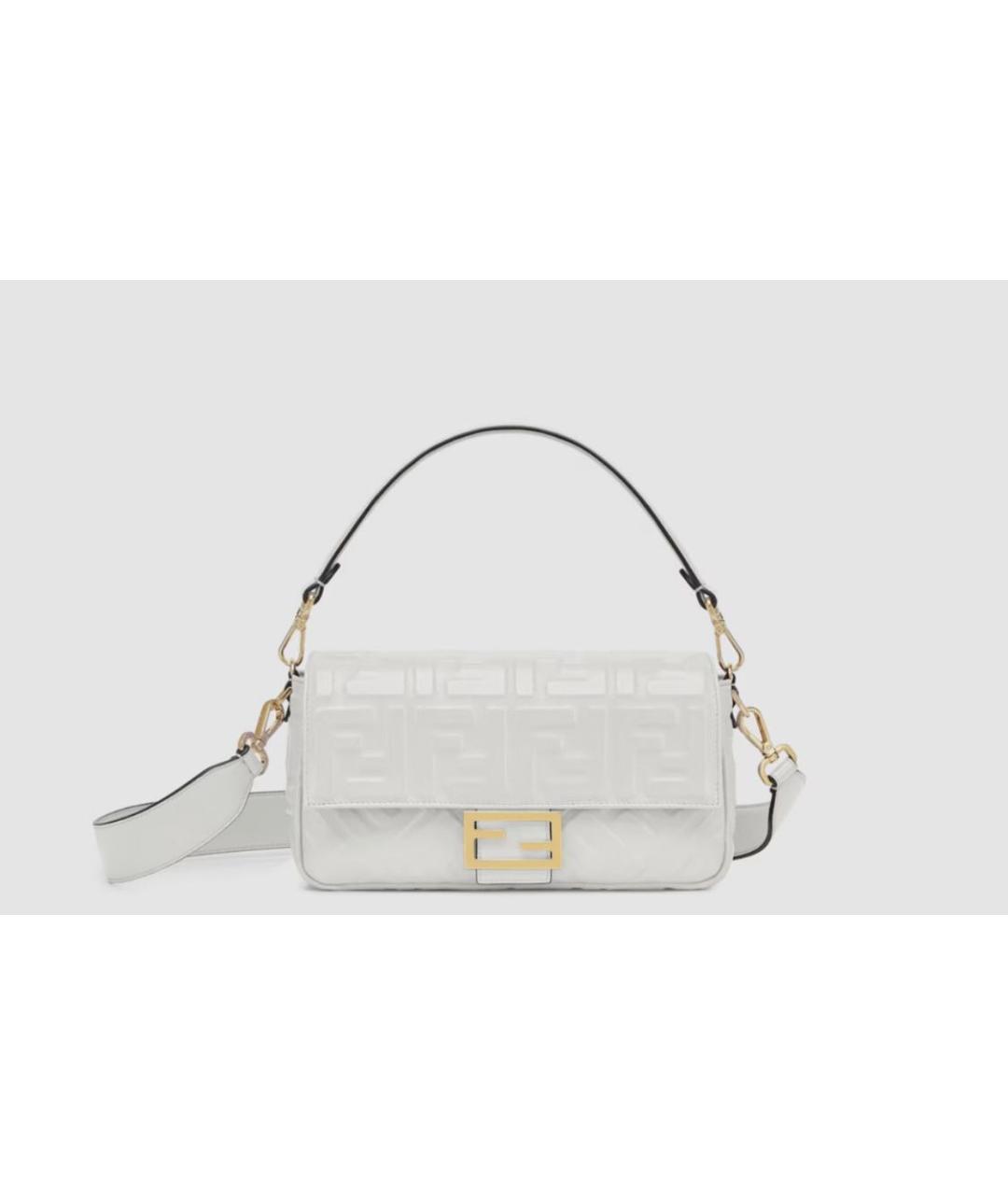 FENDI Белая кожаная сумка с короткими ручками, фото 9