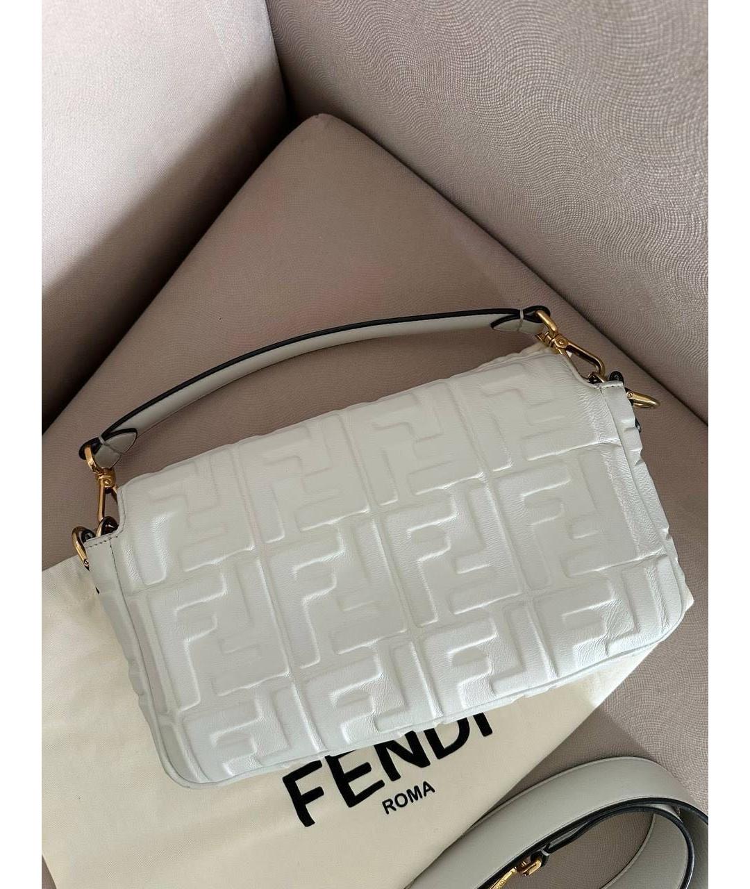 FENDI Белая кожаная сумка с короткими ручками, фото 3