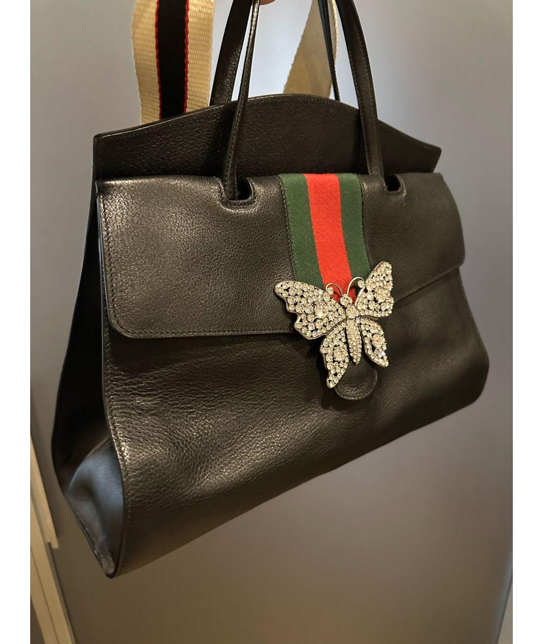 GUCCI Черная кожаная сумка с короткими ручками, фото 2