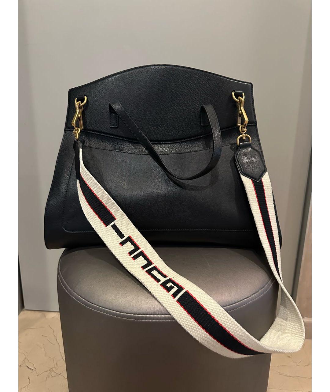 GUCCI Черная кожаная сумка с короткими ручками, фото 3