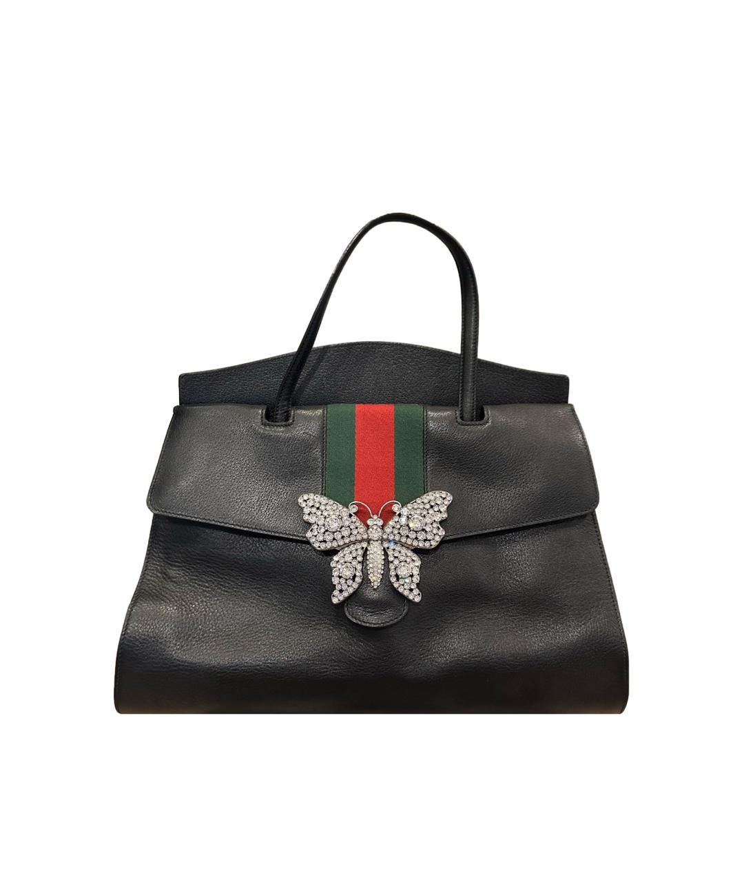 GUCCI Черная кожаная сумка с короткими ручками, фото 1