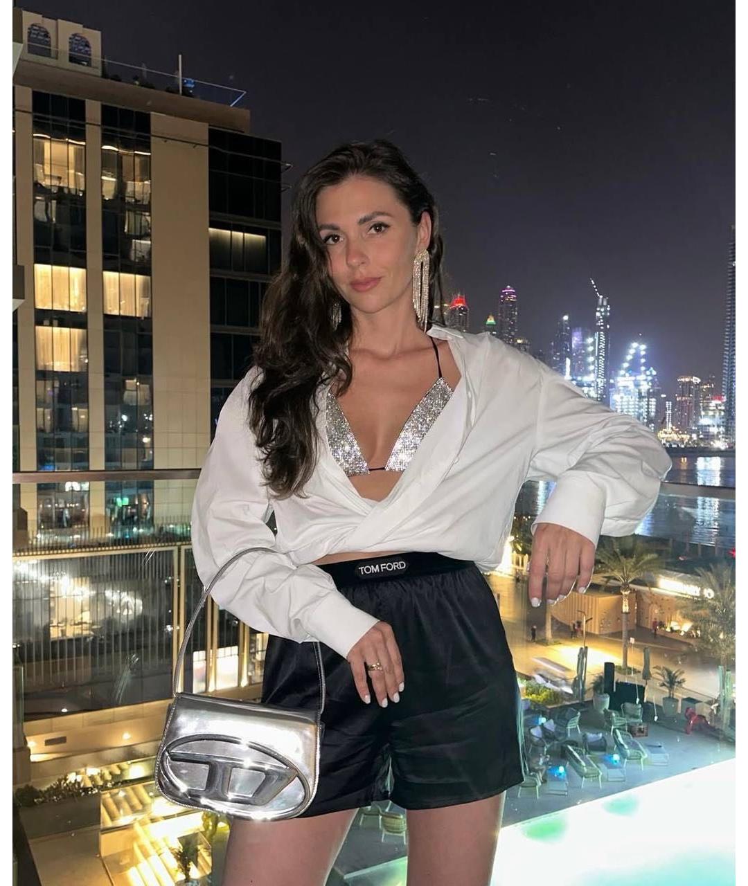DIESEL Серебряная кожаная сумка с короткими ручками, фото 4