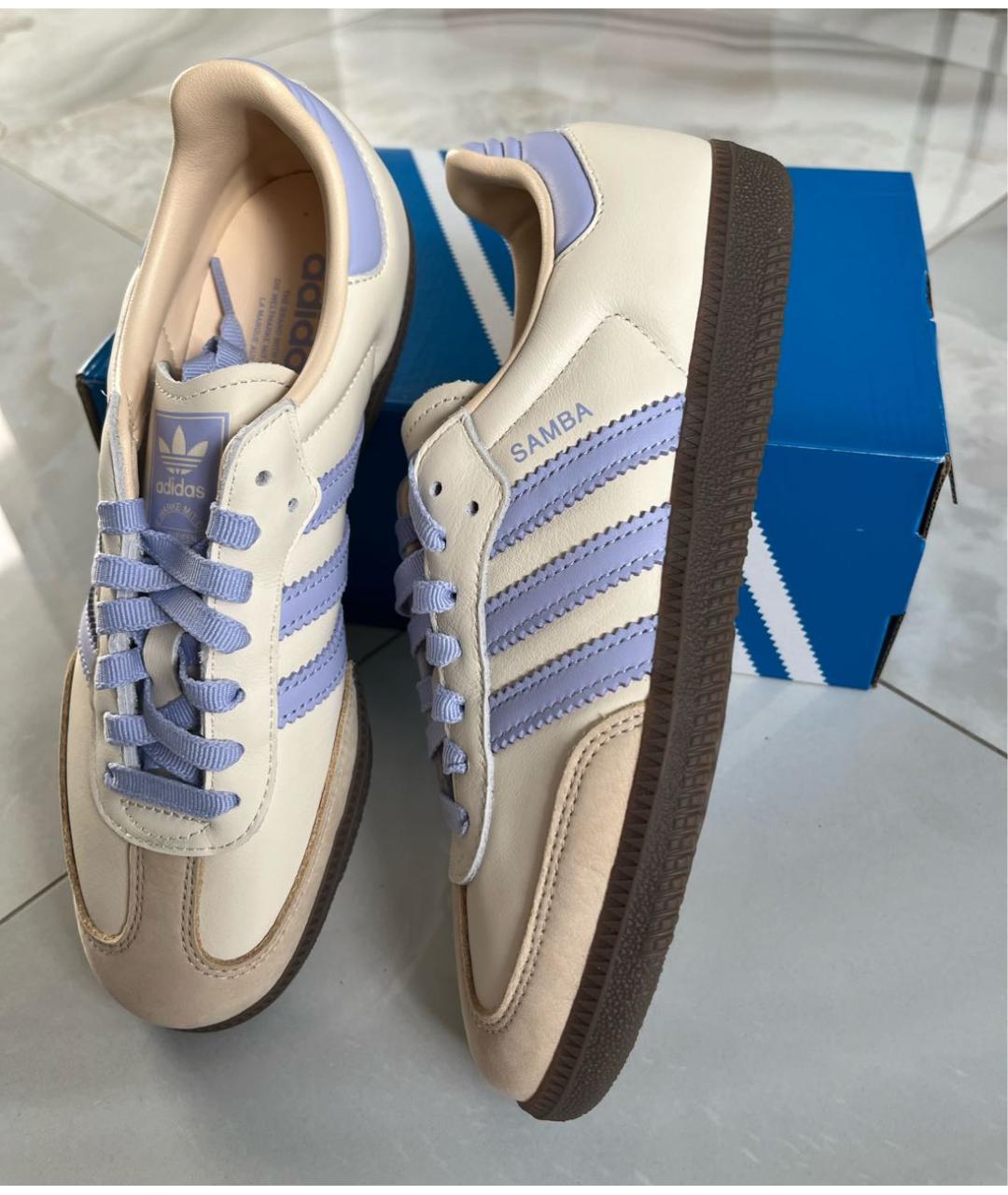 ADIDAS Бежевые кожаные кроссовки, фото 5