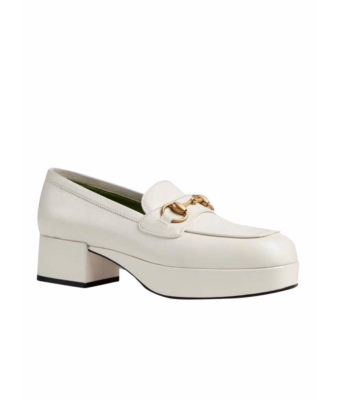 GUCCI Белые кожаные туфли, фото 1
