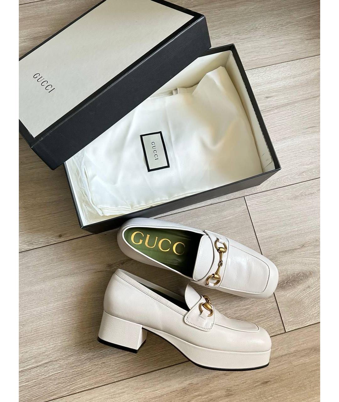 GUCCI Белые кожаные туфли, фото 2