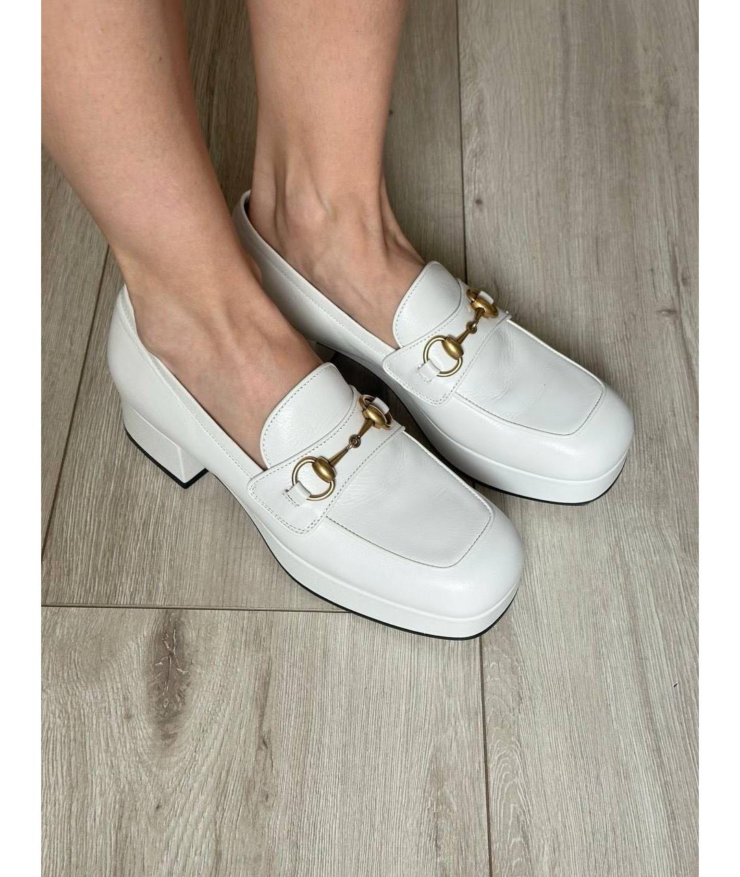 GUCCI Белые кожаные туфли, фото 6