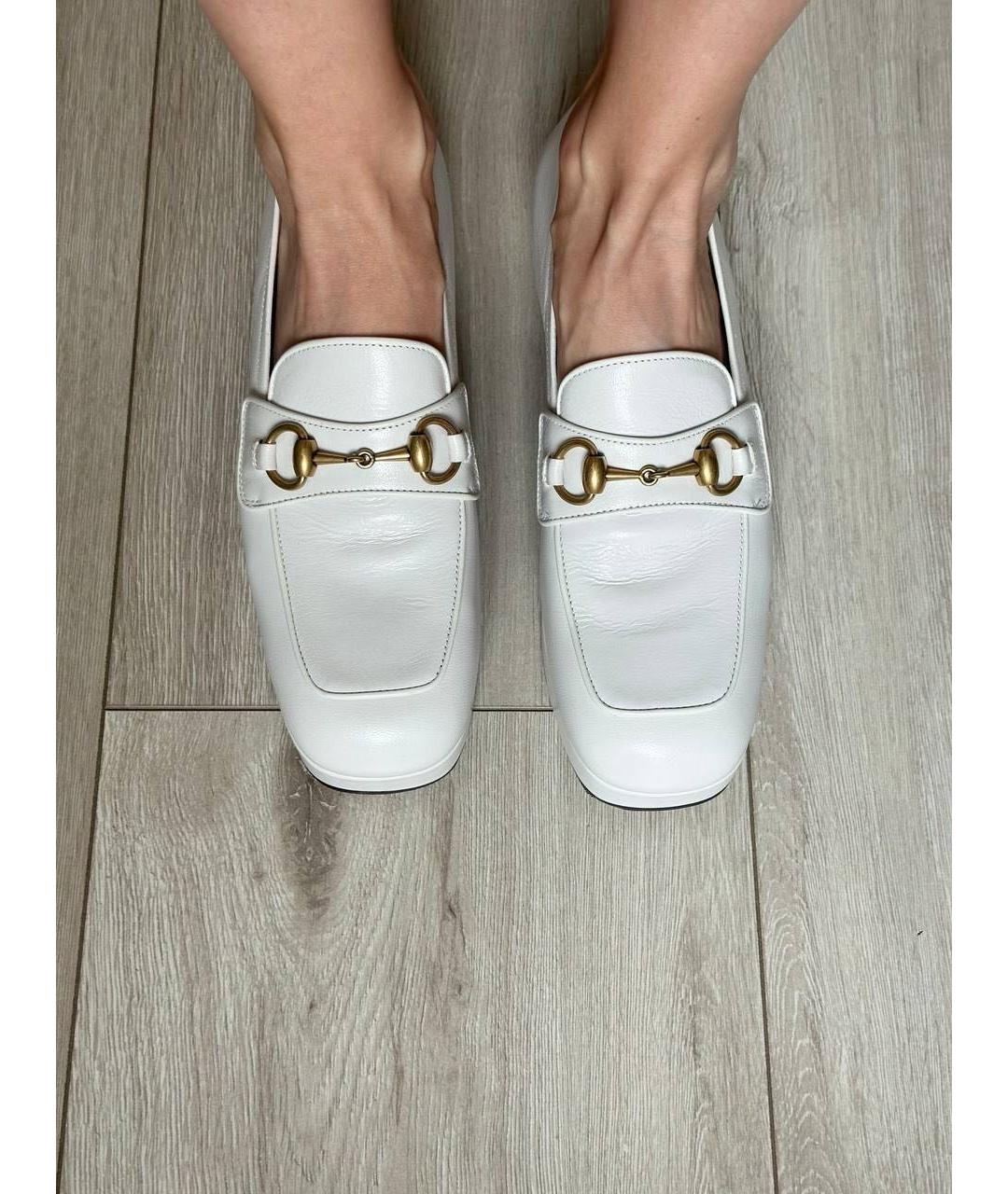 GUCCI Белые кожаные туфли, фото 5