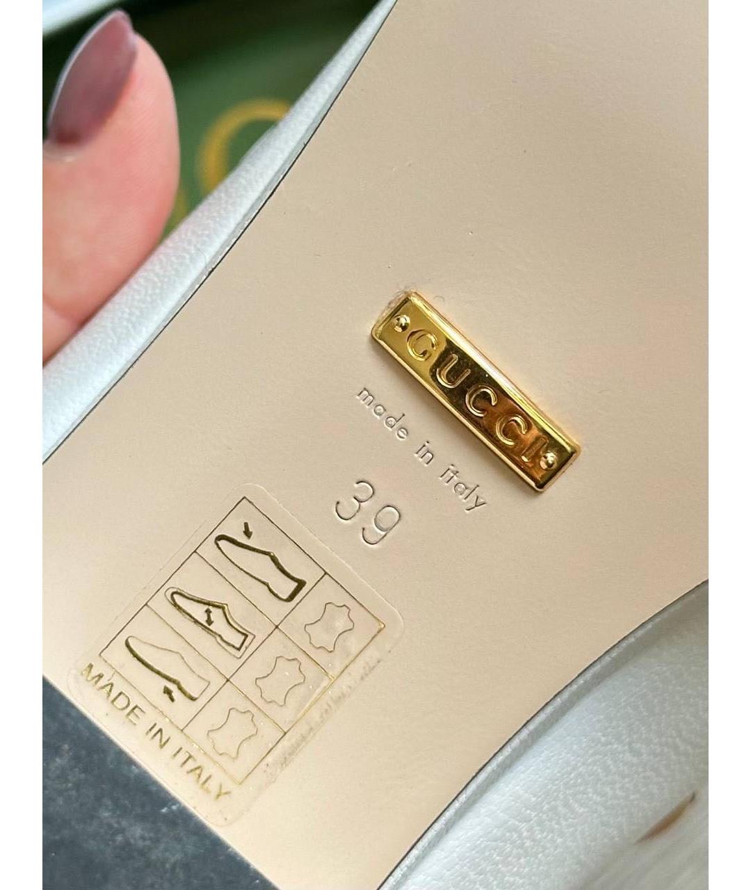 GUCCI Белые кожаные туфли, фото 4