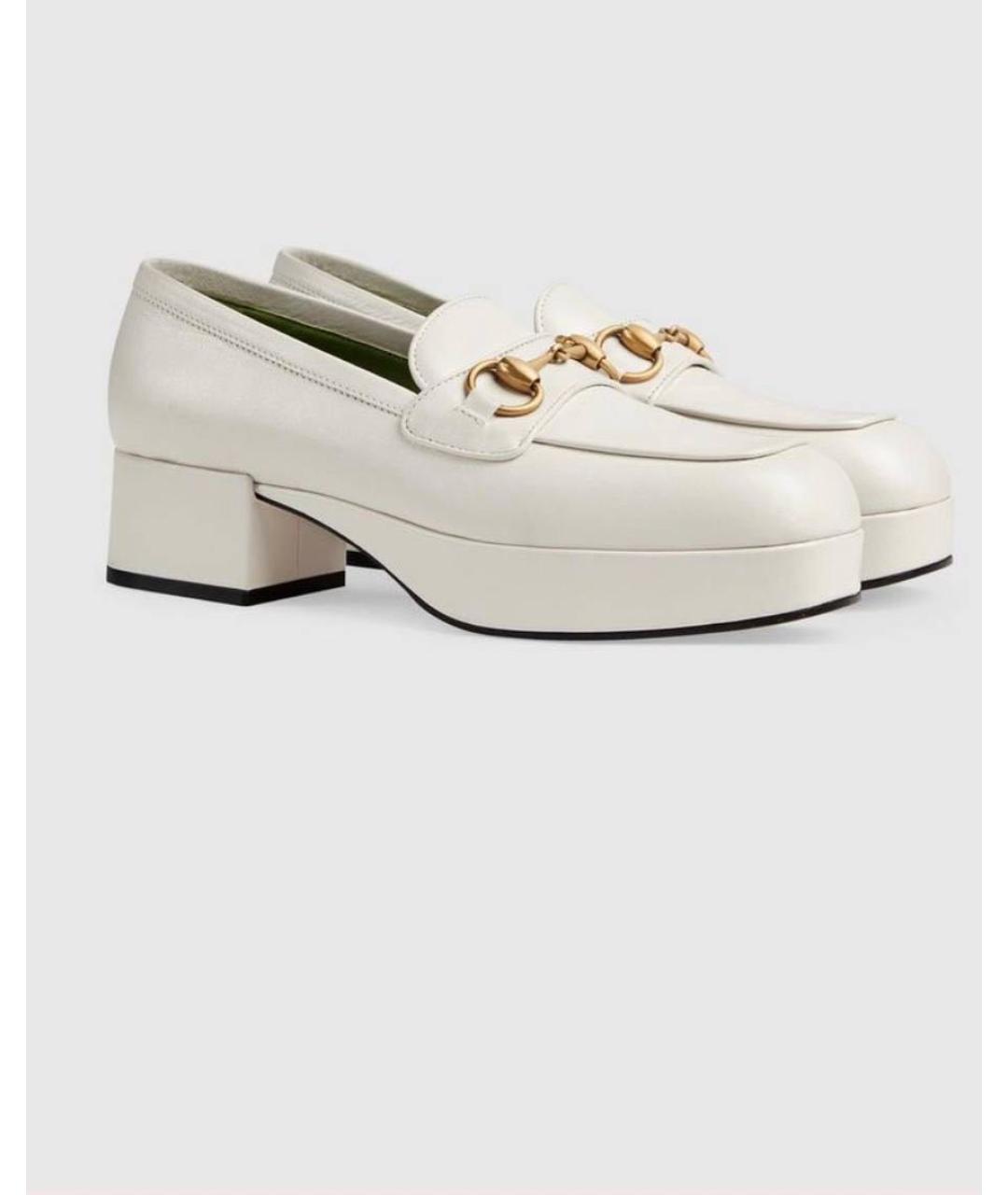 GUCCI Белые кожаные туфли, фото 7