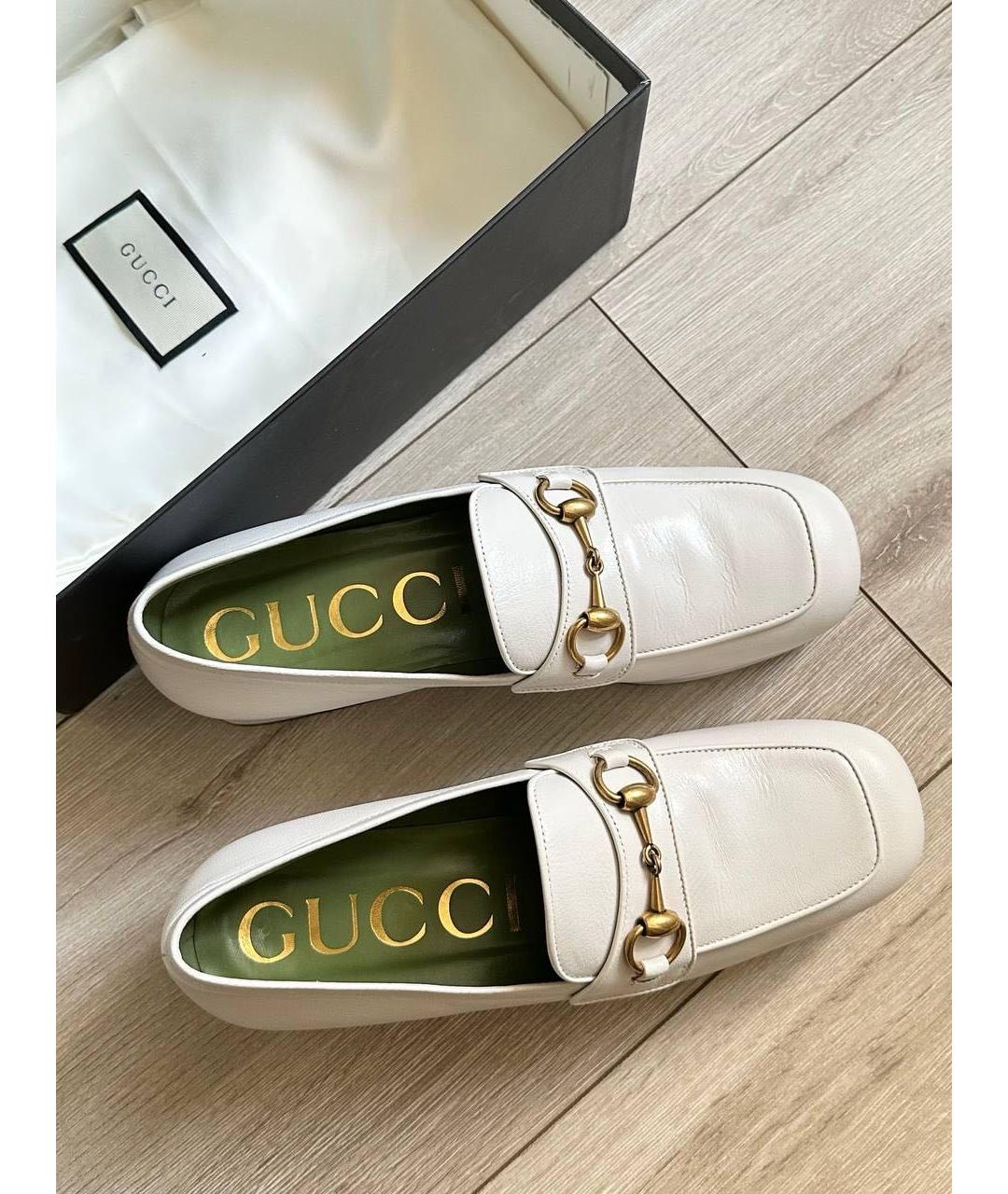 GUCCI Белые кожаные туфли, фото 3