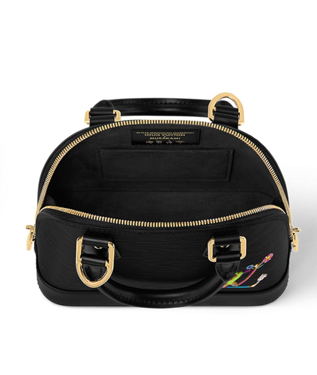 LOUIS VUITTON Черная кожаная сумка с короткими ручками, фото 4