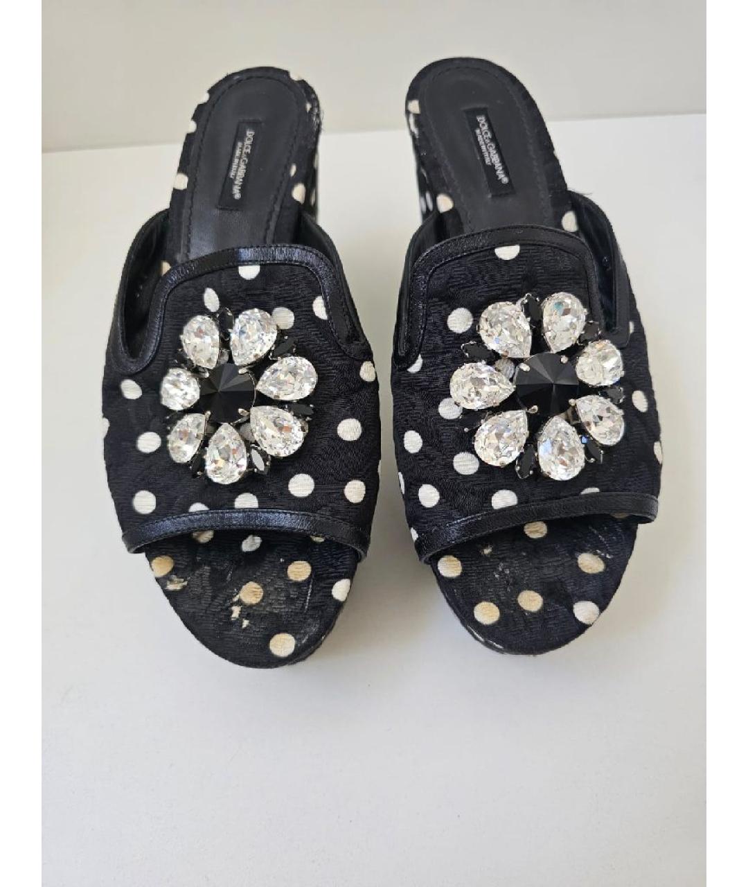 DOLCE&GABBANA Черные текстильные сабо, фото 2
