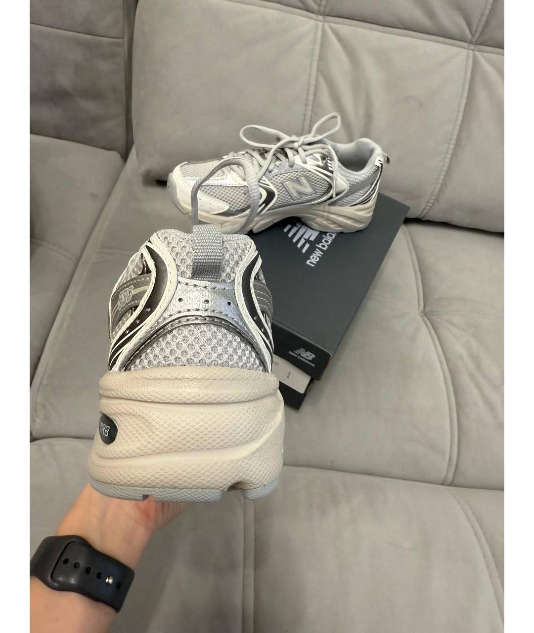 NEW BALANCE Серебряные текстильные кроссовки, фото 4