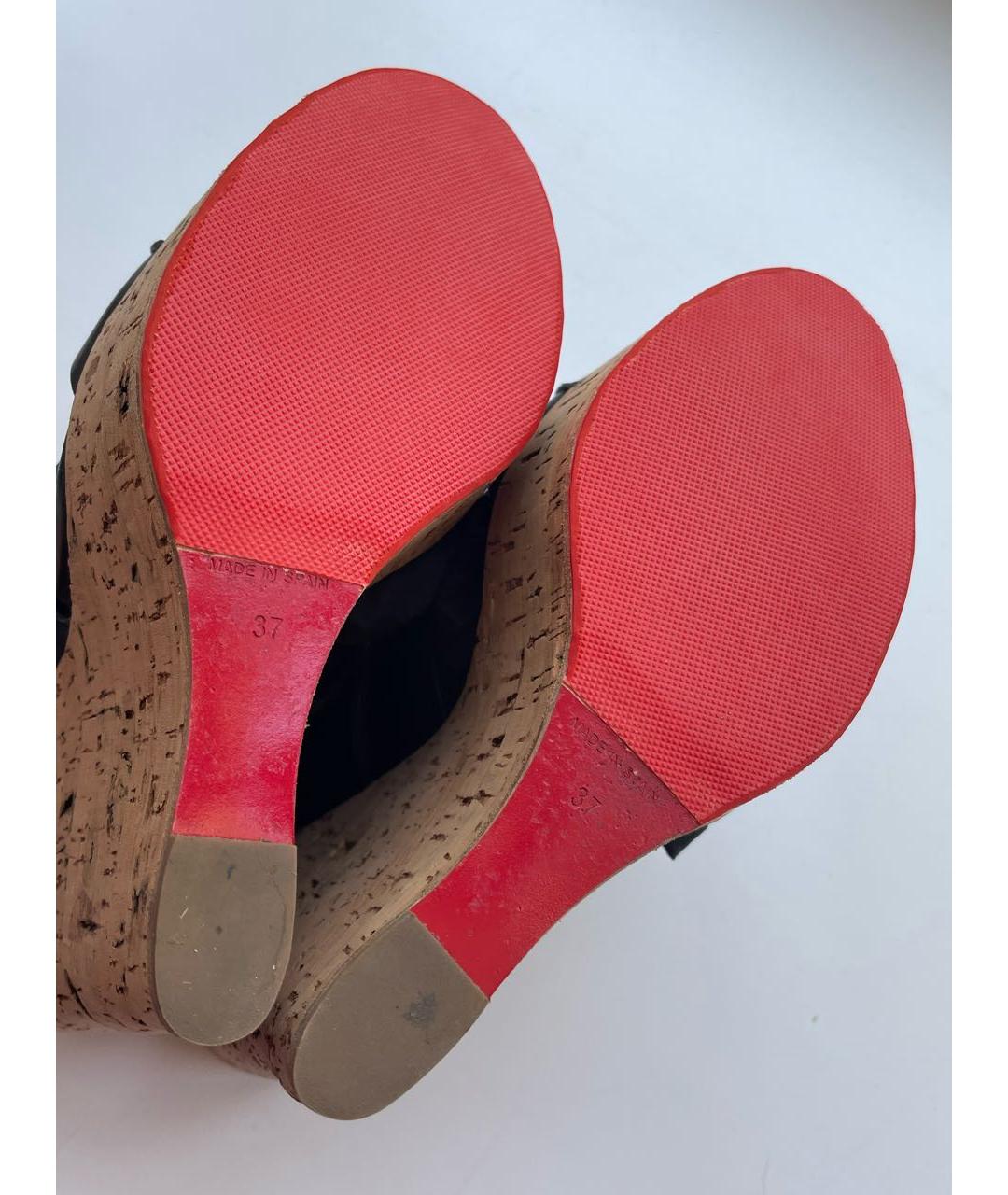 CHRISTIAN LOUBOUTIN Черные кожаные сабо, фото 8