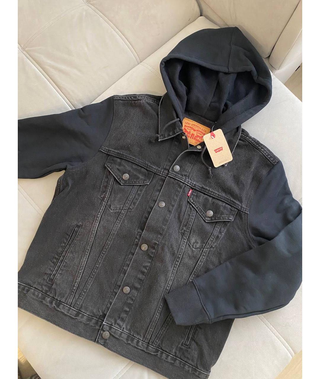 LEVI'S Черная деним куртка, фото 2