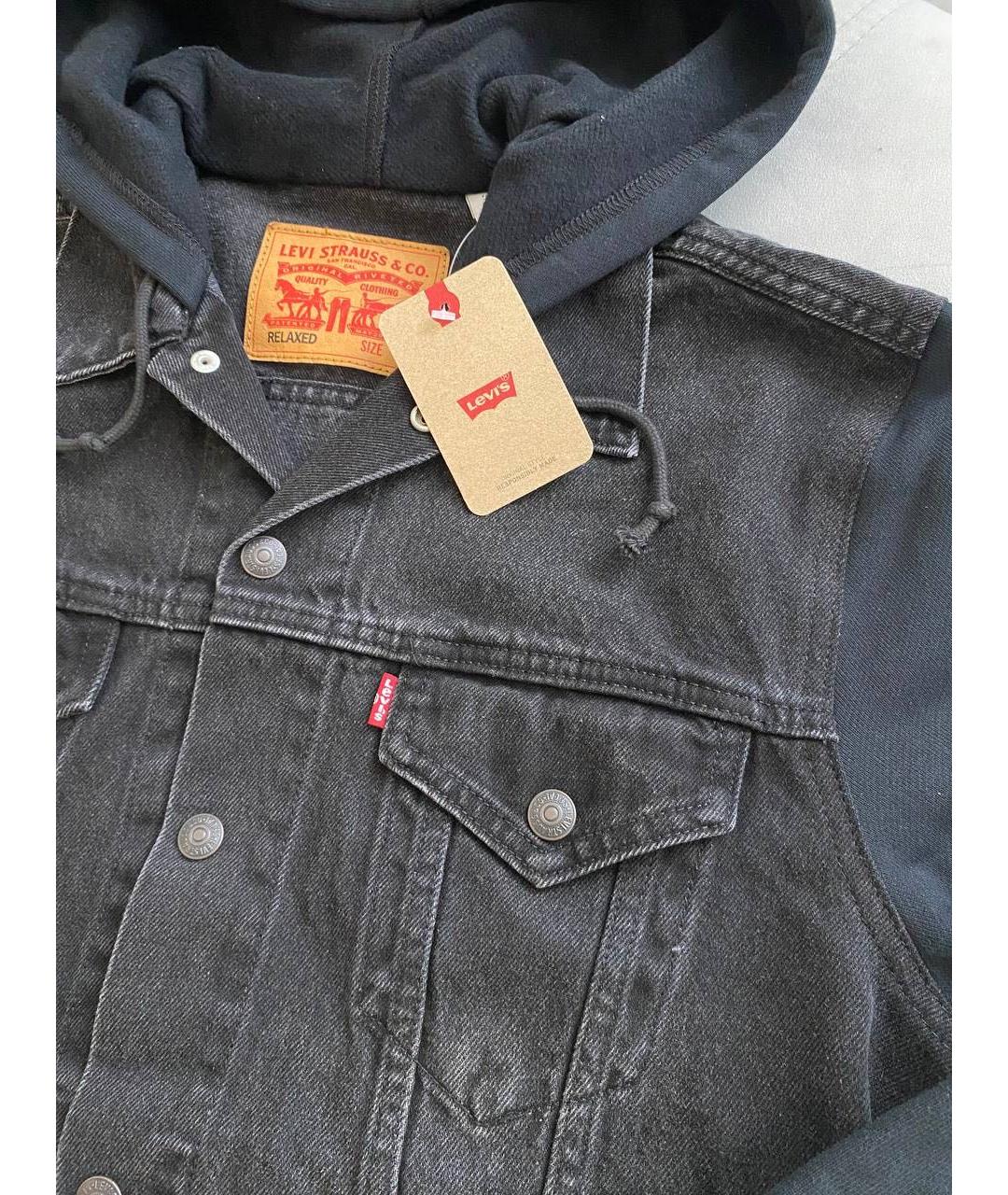 LEVI'S Черная деним куртка, фото 4