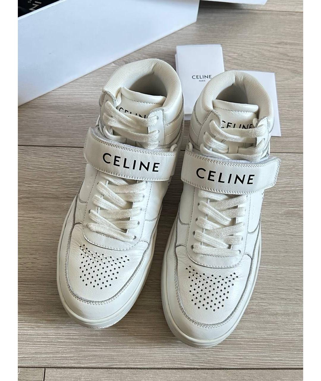 CELINE Белые кожаные кеды, фото 3