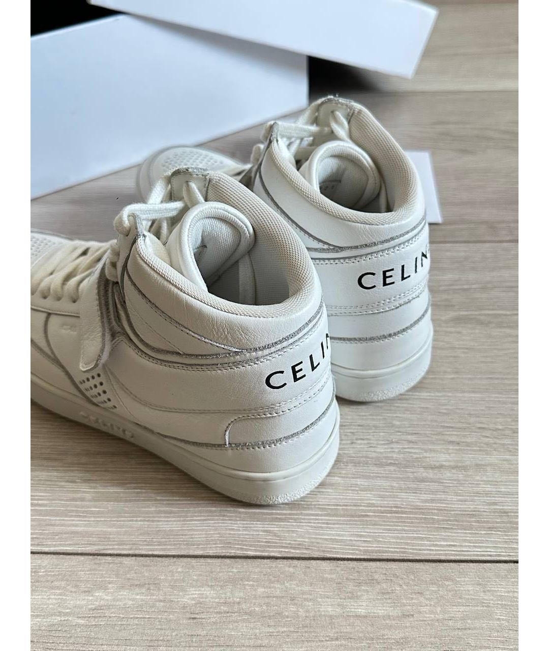 CELINE Белые кожаные кеды, фото 4