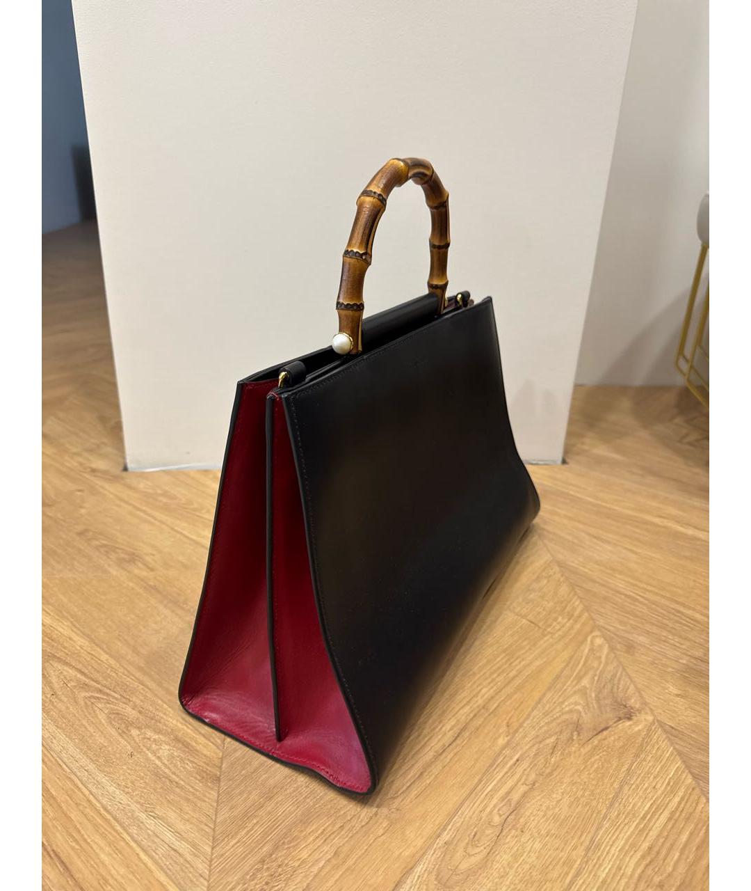 GUCCI Черная кожаная сумка тоут, фото 2