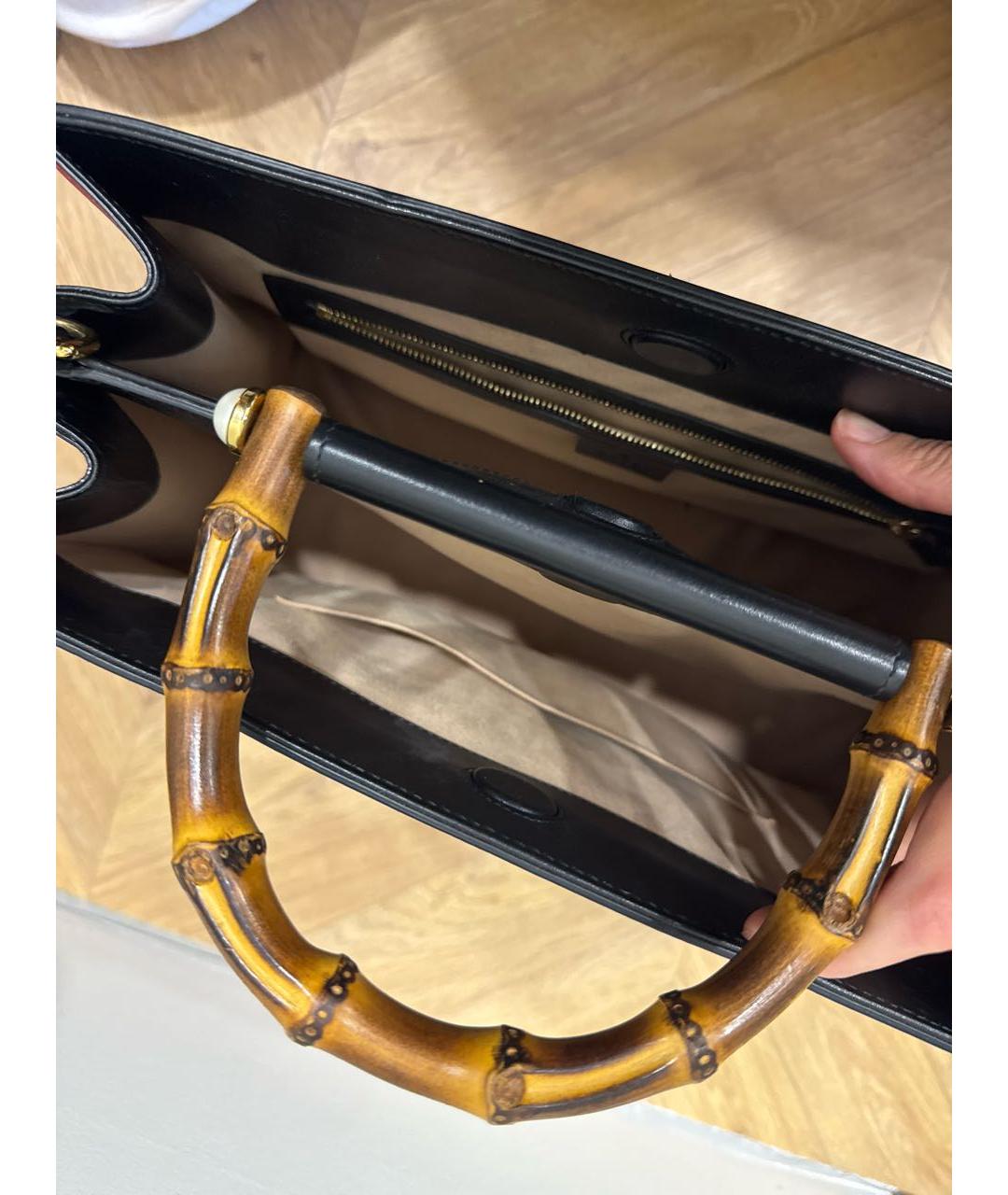 GUCCI Черная кожаная сумка тоут, фото 4