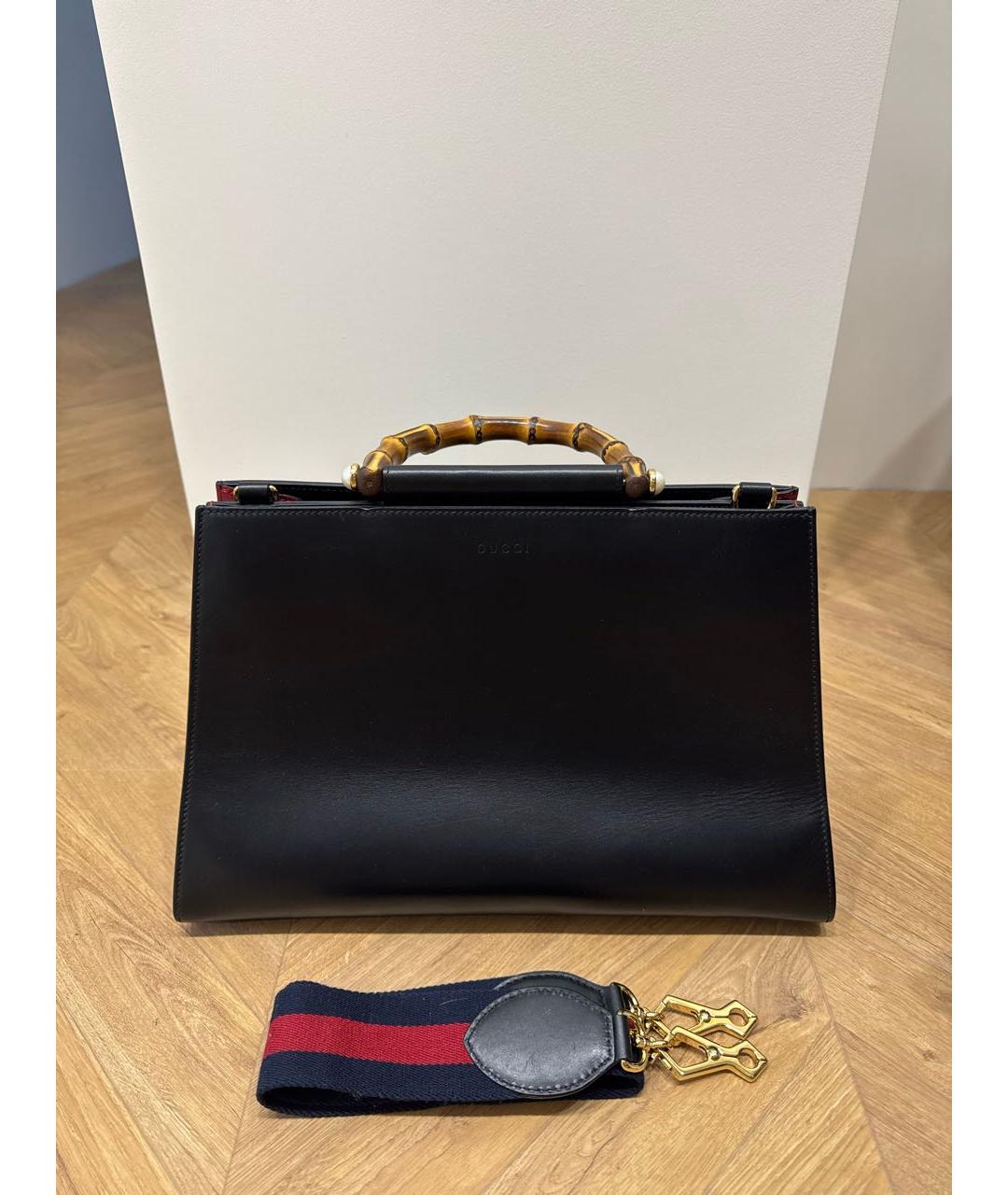 GUCCI Черная кожаная сумка тоут, фото 7