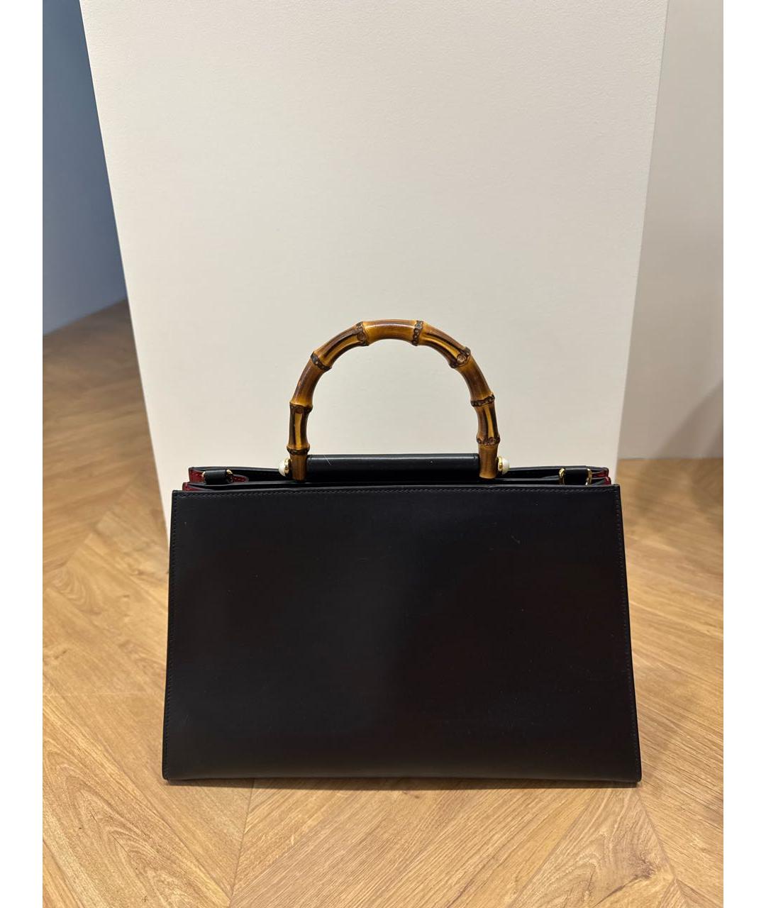 GUCCI Черная кожаная сумка тоут, фото 3